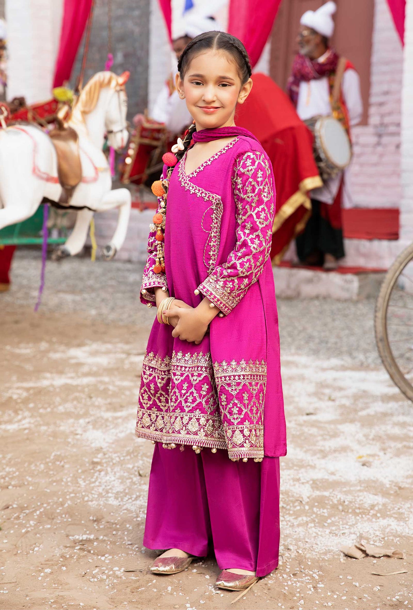 3 Piece Embroidered Raw Silk Suit