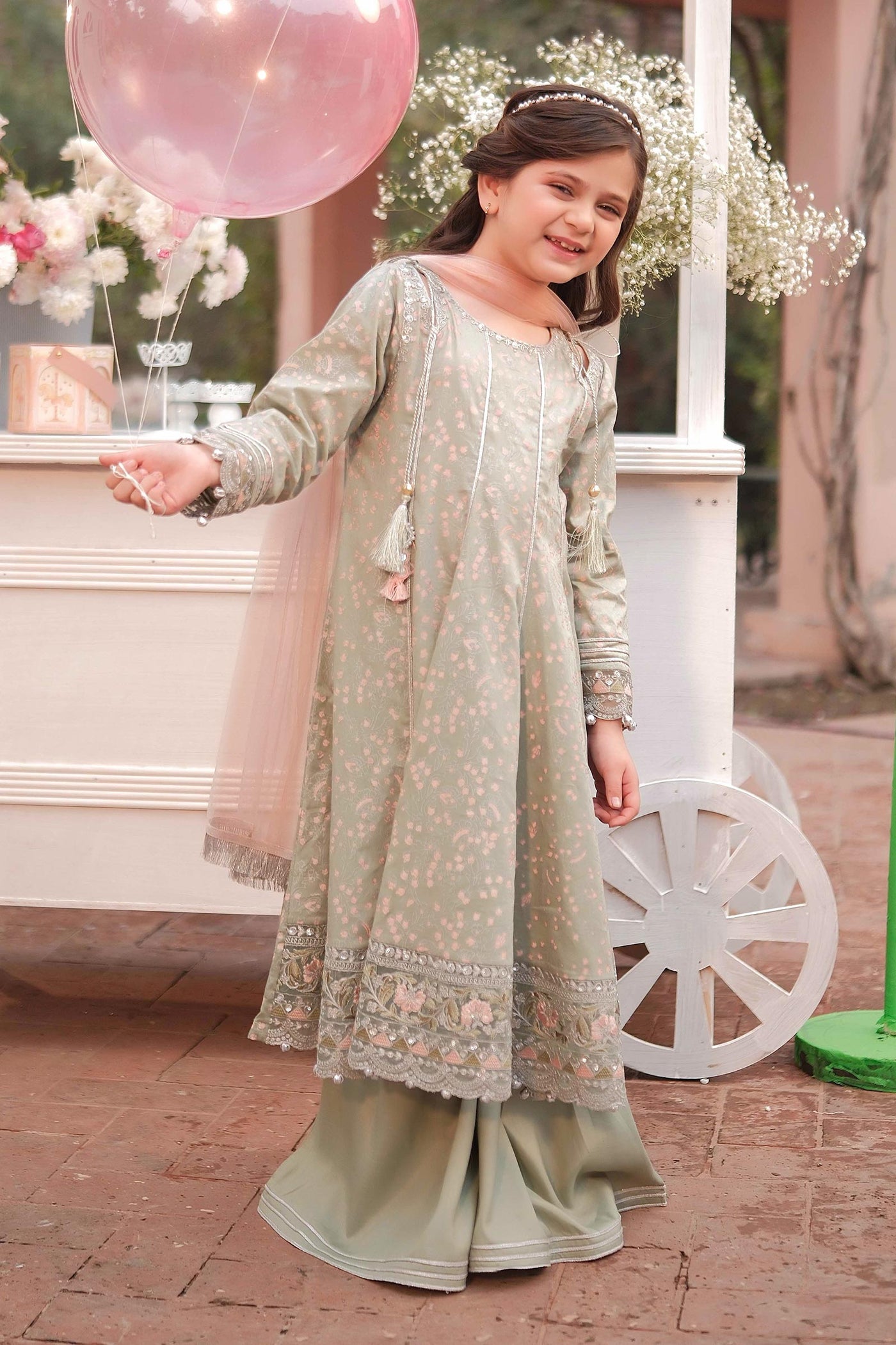 3 Piece Embroidered Cotton Satin Suit