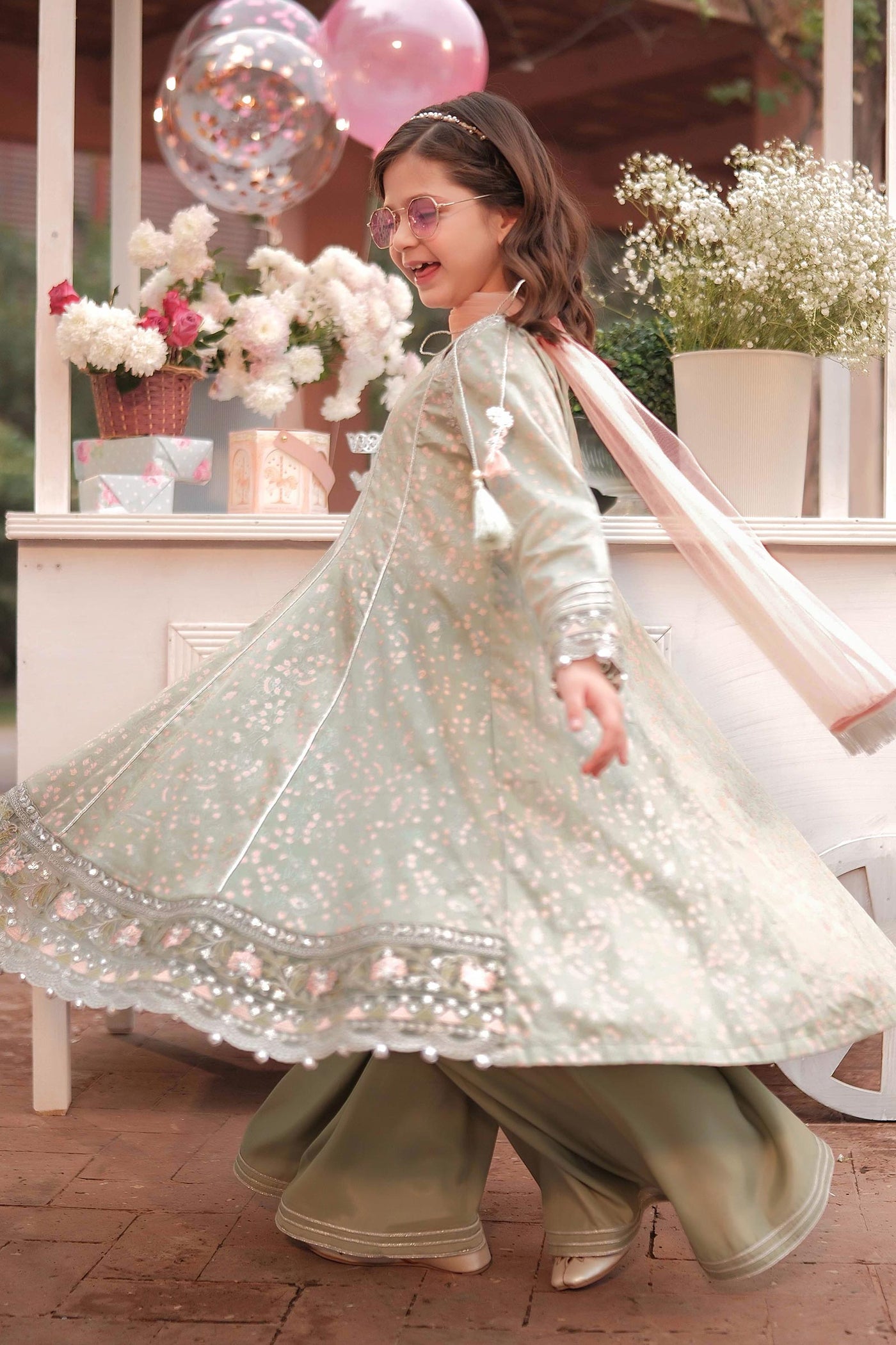 3 Piece Embroidered Cotton Satin Suit