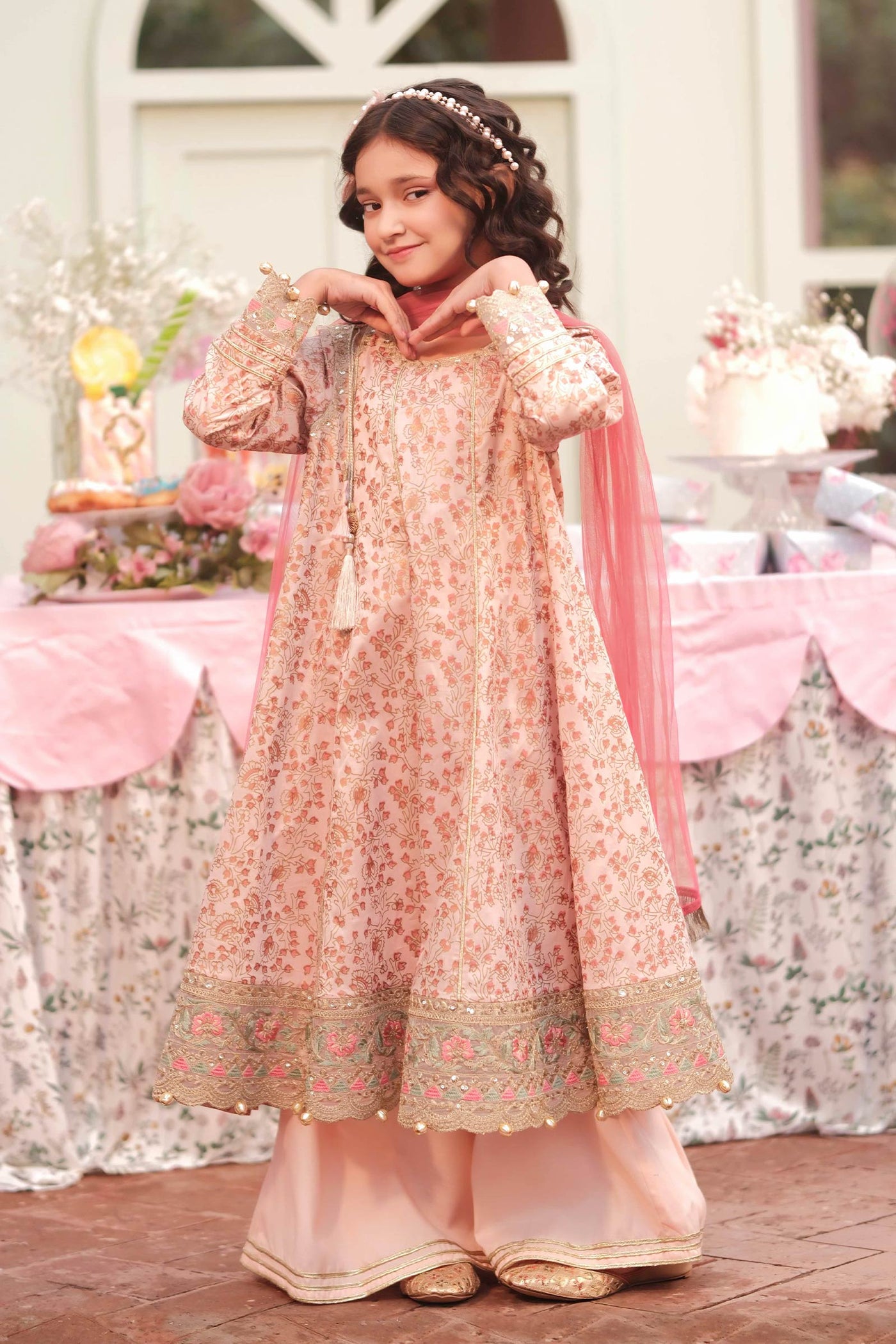 3 Piece Embroidered Cotton Satin Suit