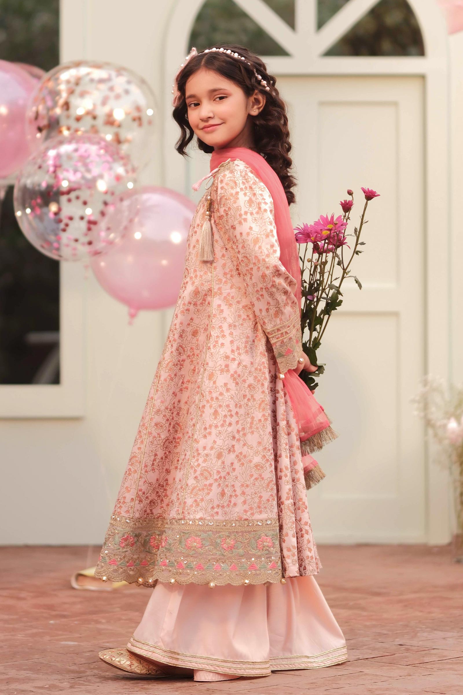 3 Piece Embroidered Cotton Satin Suit