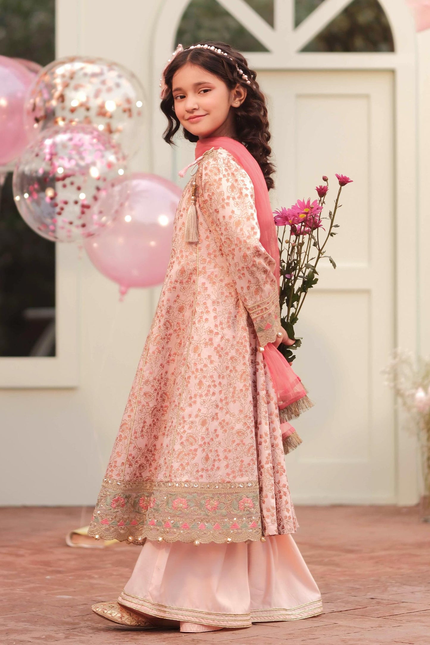 3 Piece Embroidered Cotton Satin Suit