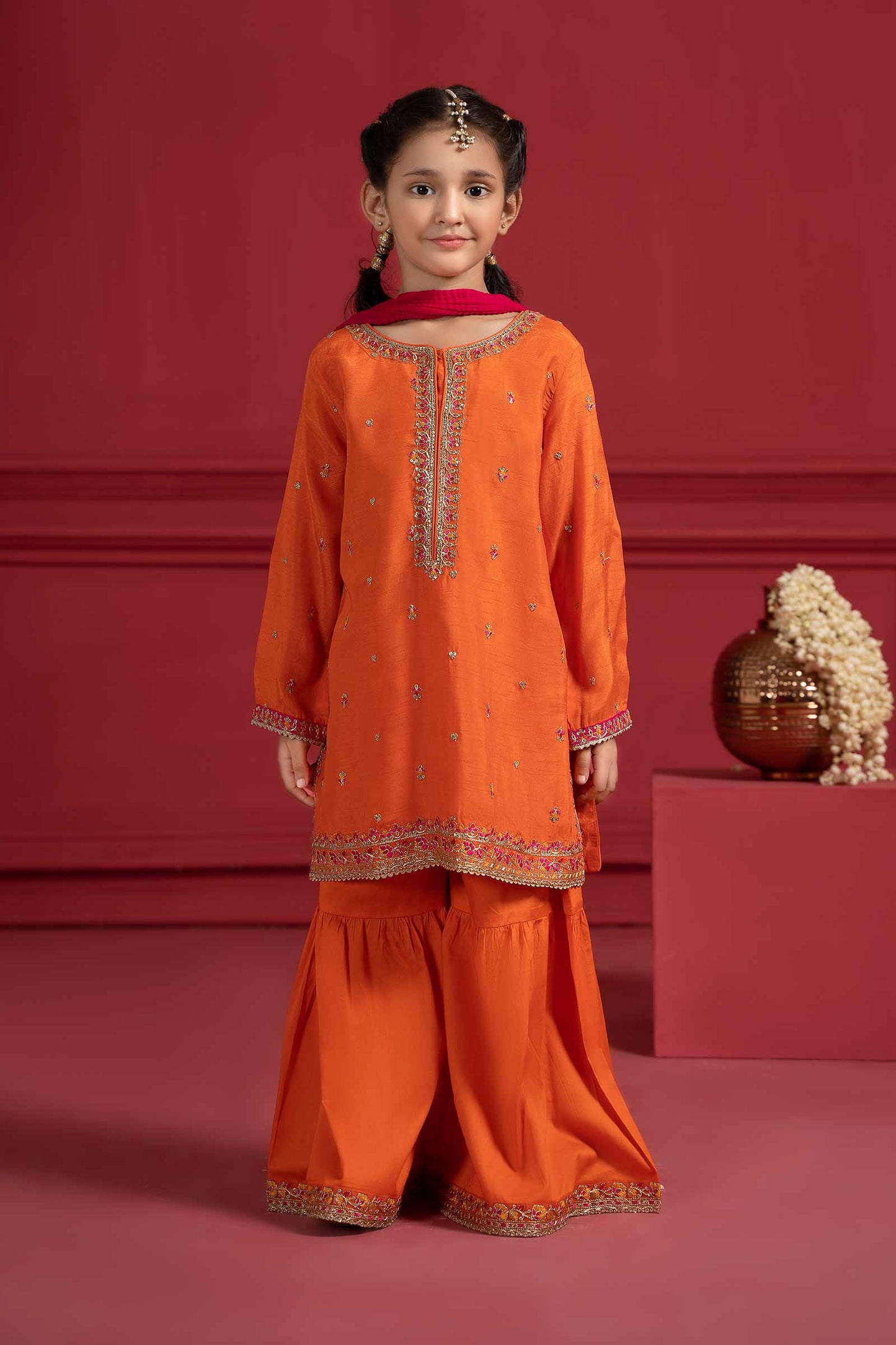 3 Piece Embroidered Silk Suit