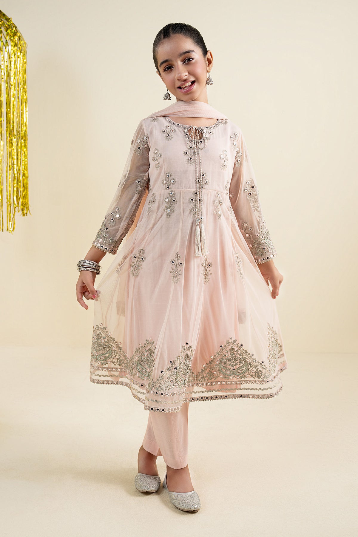 3 Piece Embroidered Net Suit