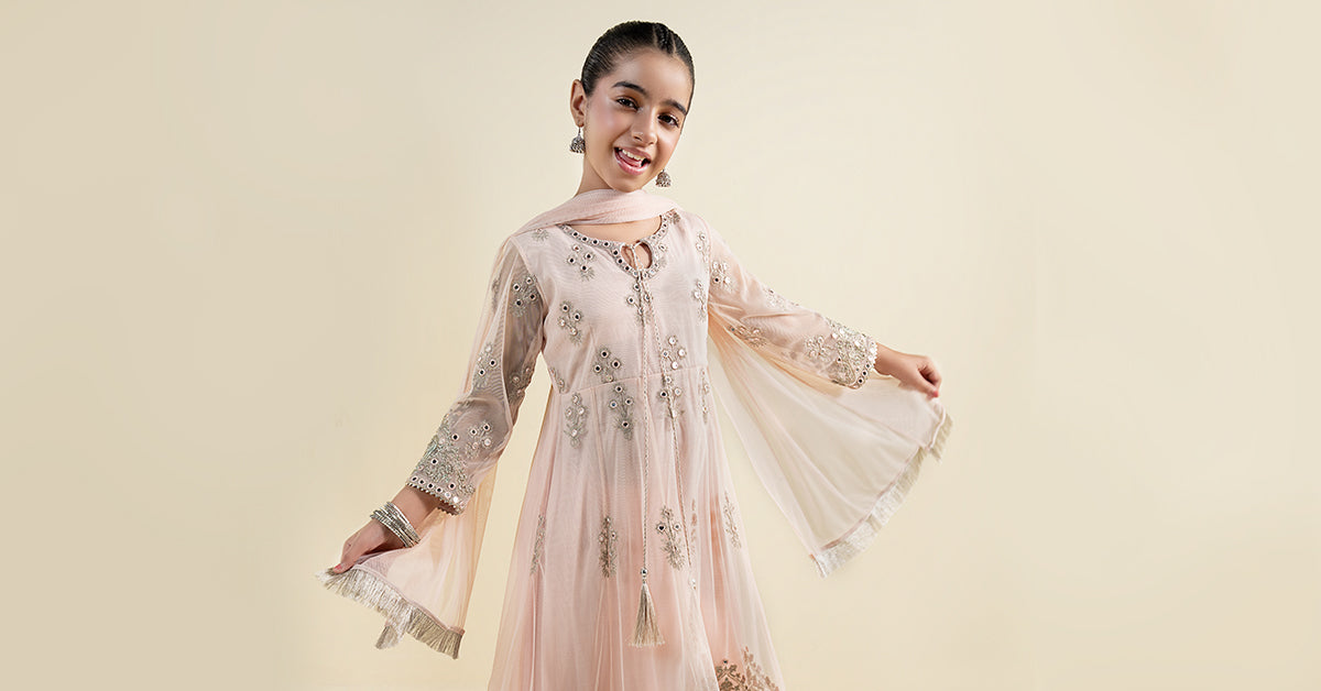 3 Piece Embroidered Net Suit