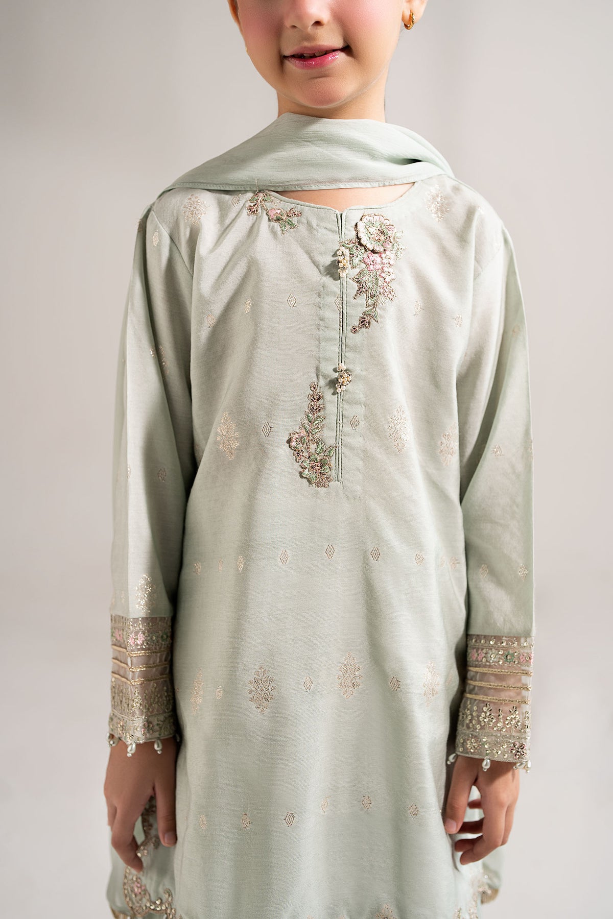 3 Piece Embroidered Staple Lurex Suit