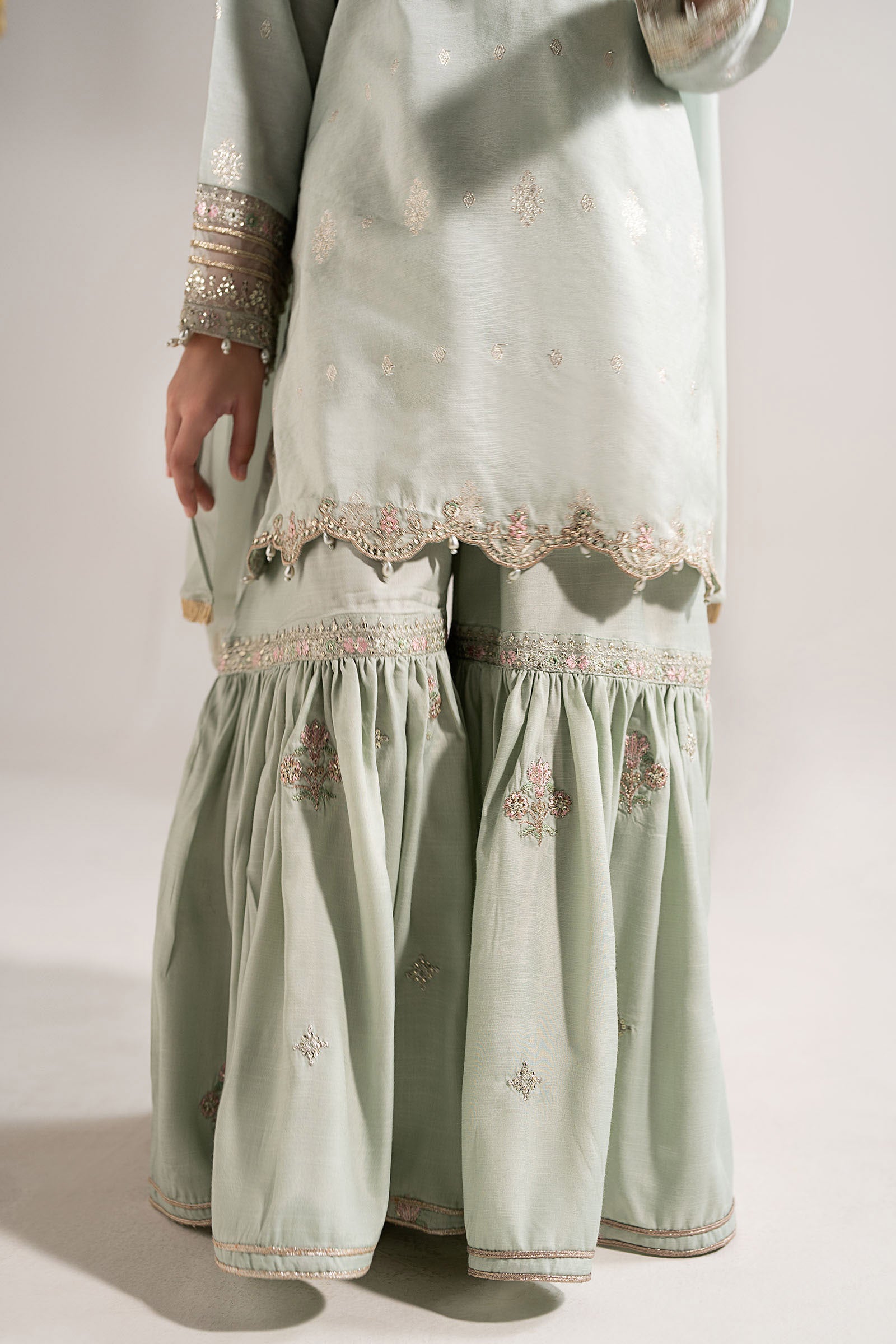 3 Piece Embroidered Staple Lurex Suit