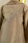 3 Piece Embroidered Black Warp Silk Suit