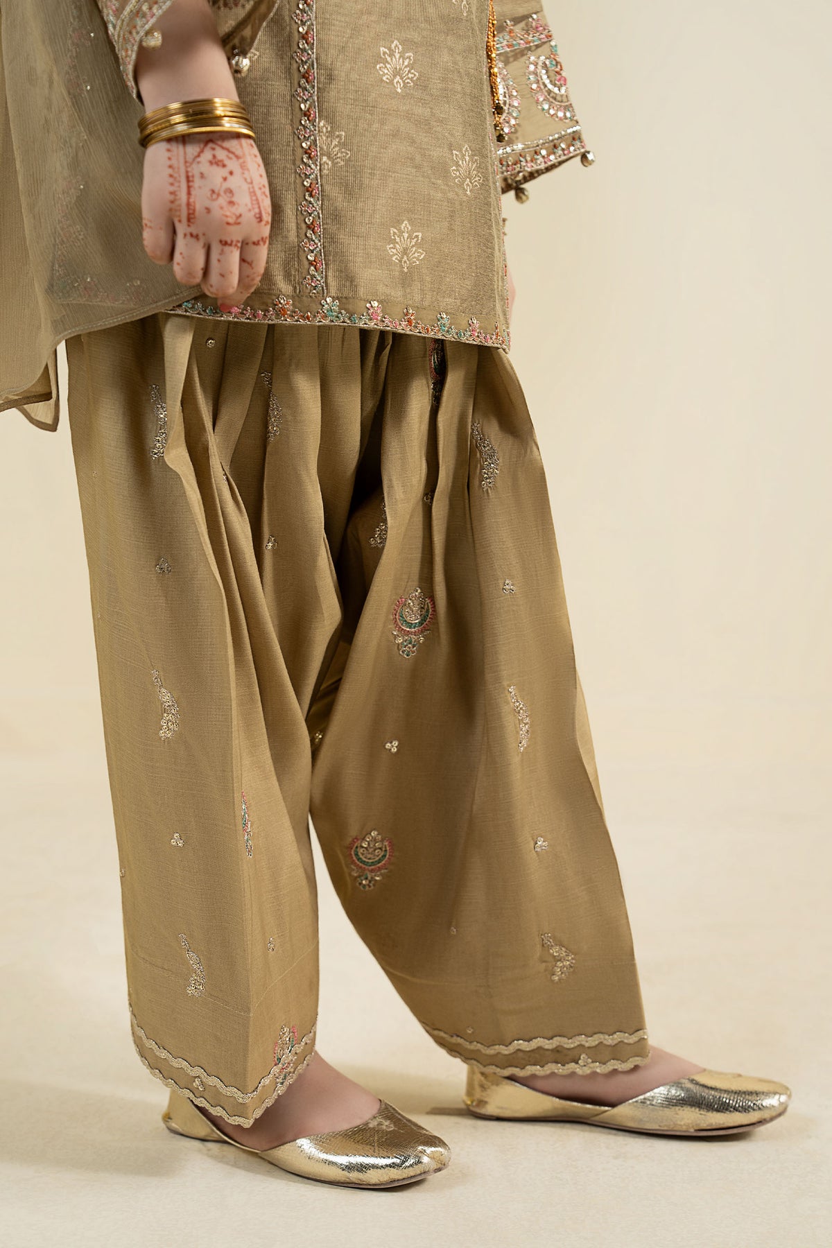 3 Piece Embroidered Black Warp Silk Suit