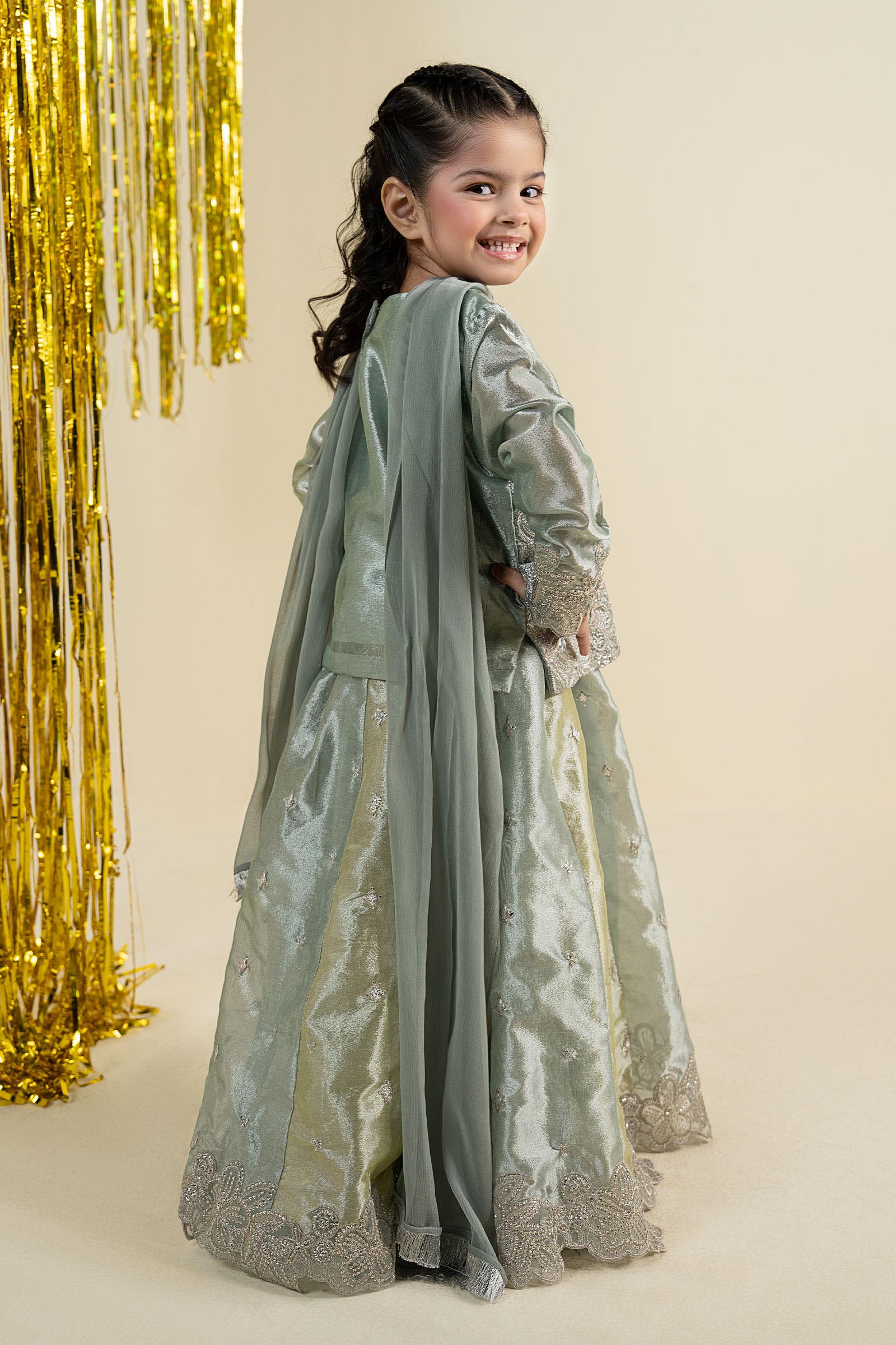 3 Piece Embroidered Tissue Suit