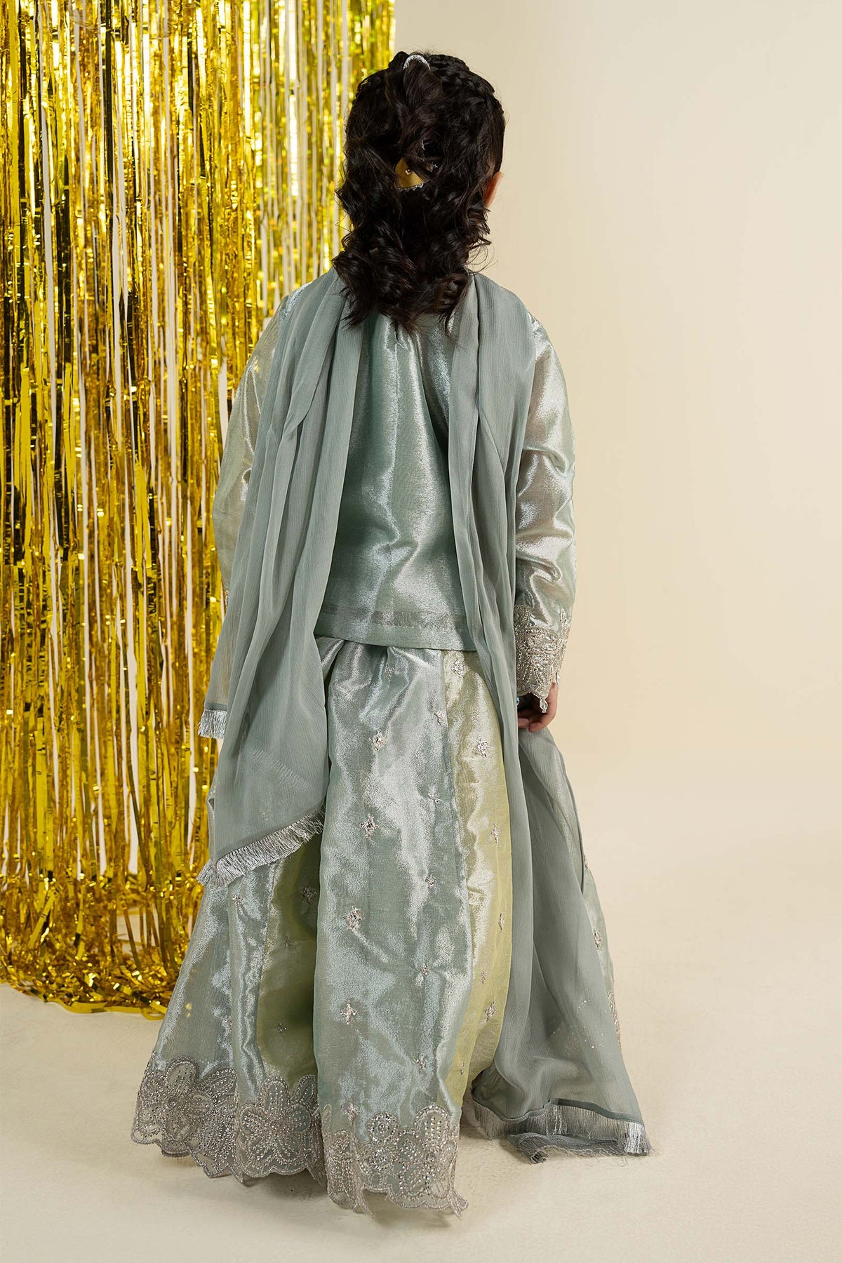 3 Piece Embroidered Tissue Suit