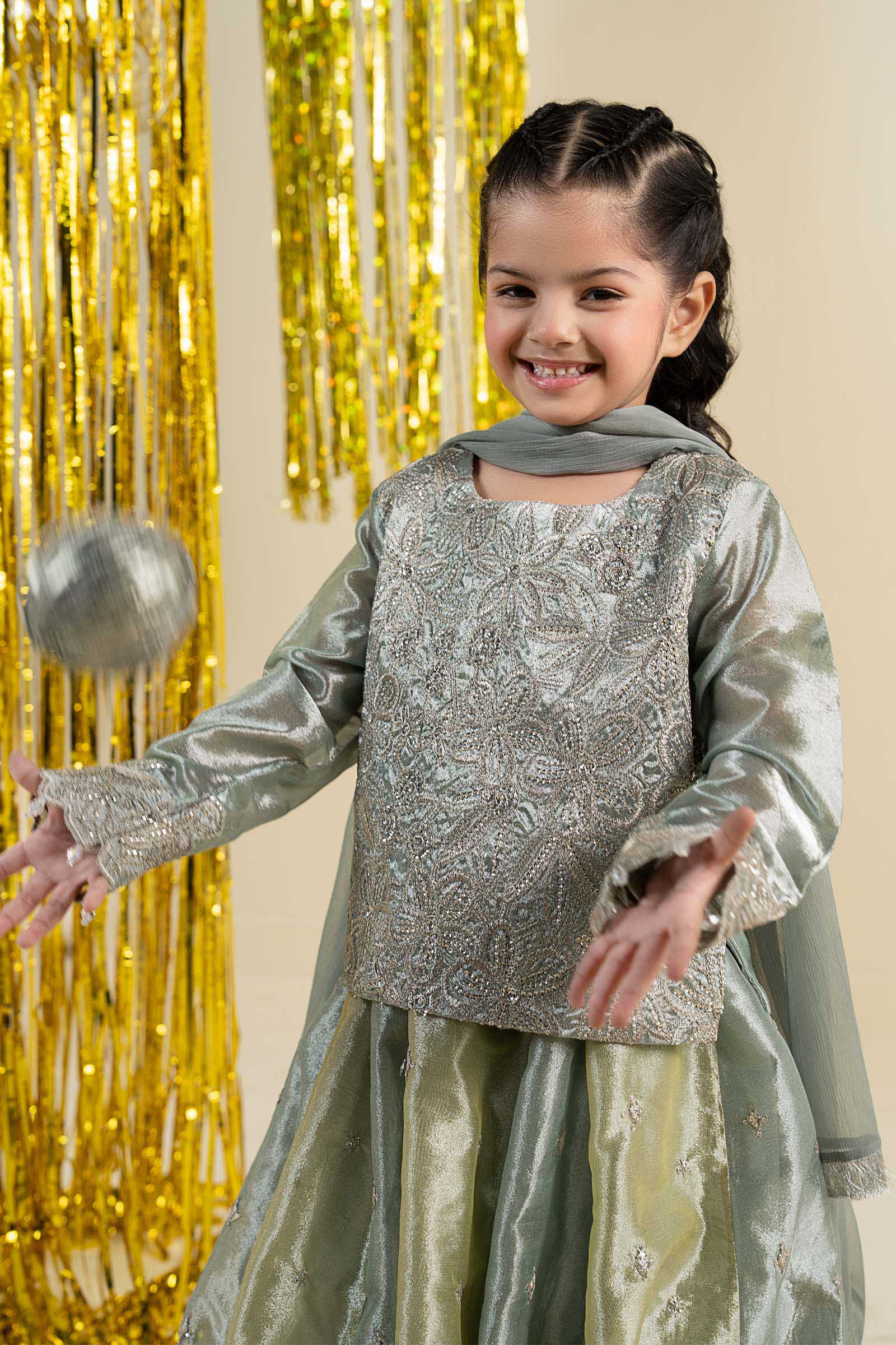 3 Piece Embroidered Tissue Suit