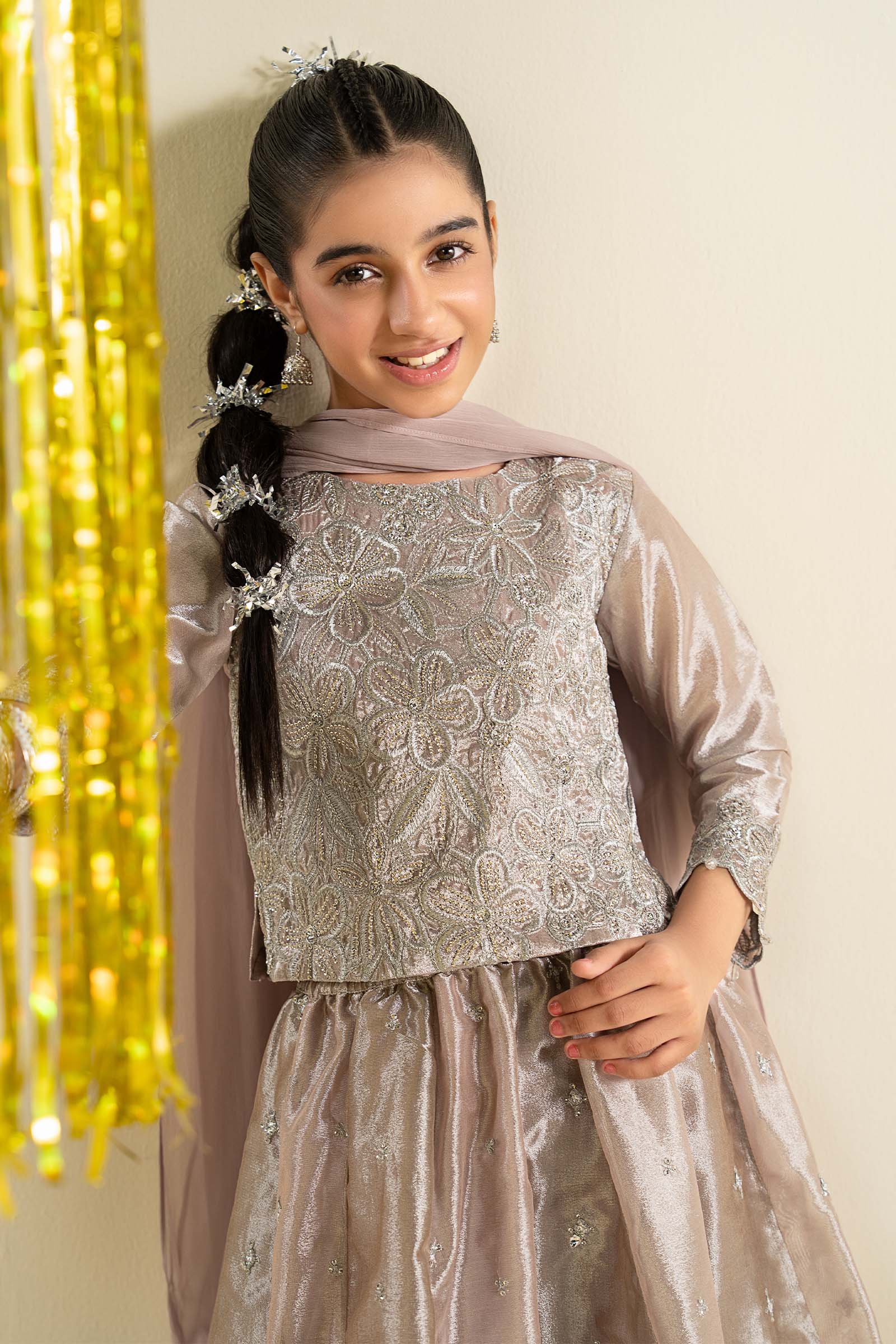 3 Piece Embroidered Tissue Suit