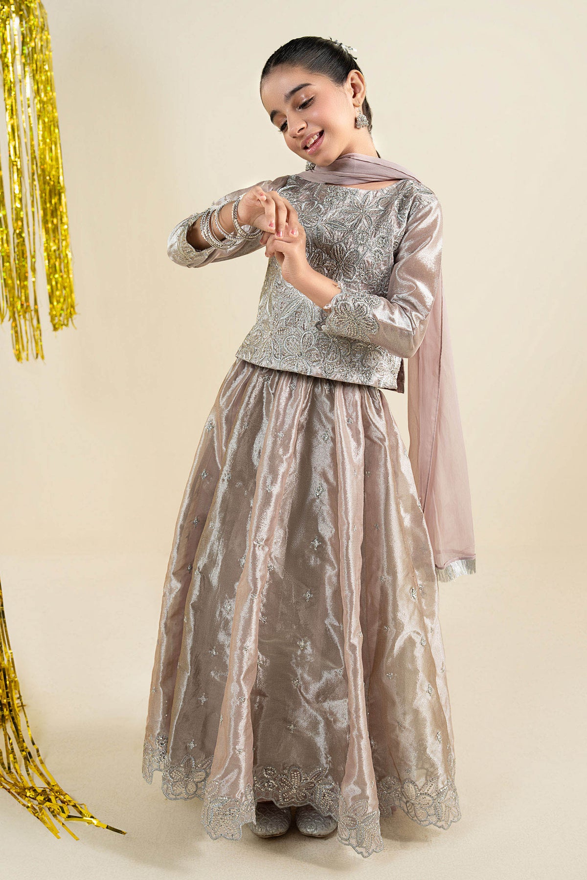 3 Piece Embroidered Tissue Suit