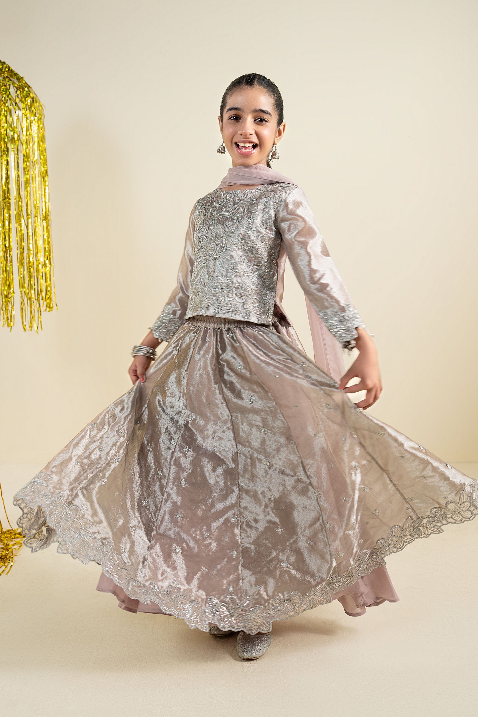 3 Piece Embroidered Tissue Suit