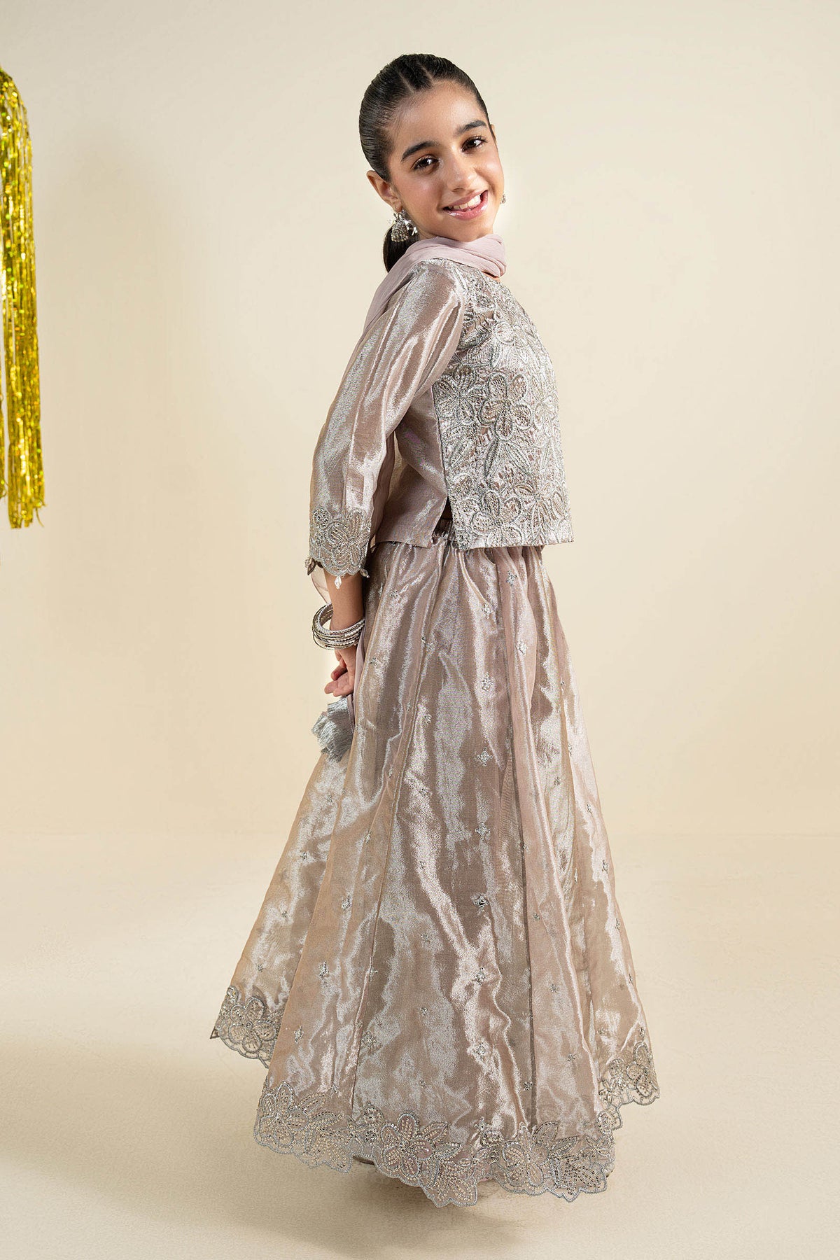 3 Piece Embroidered Tissue Suit