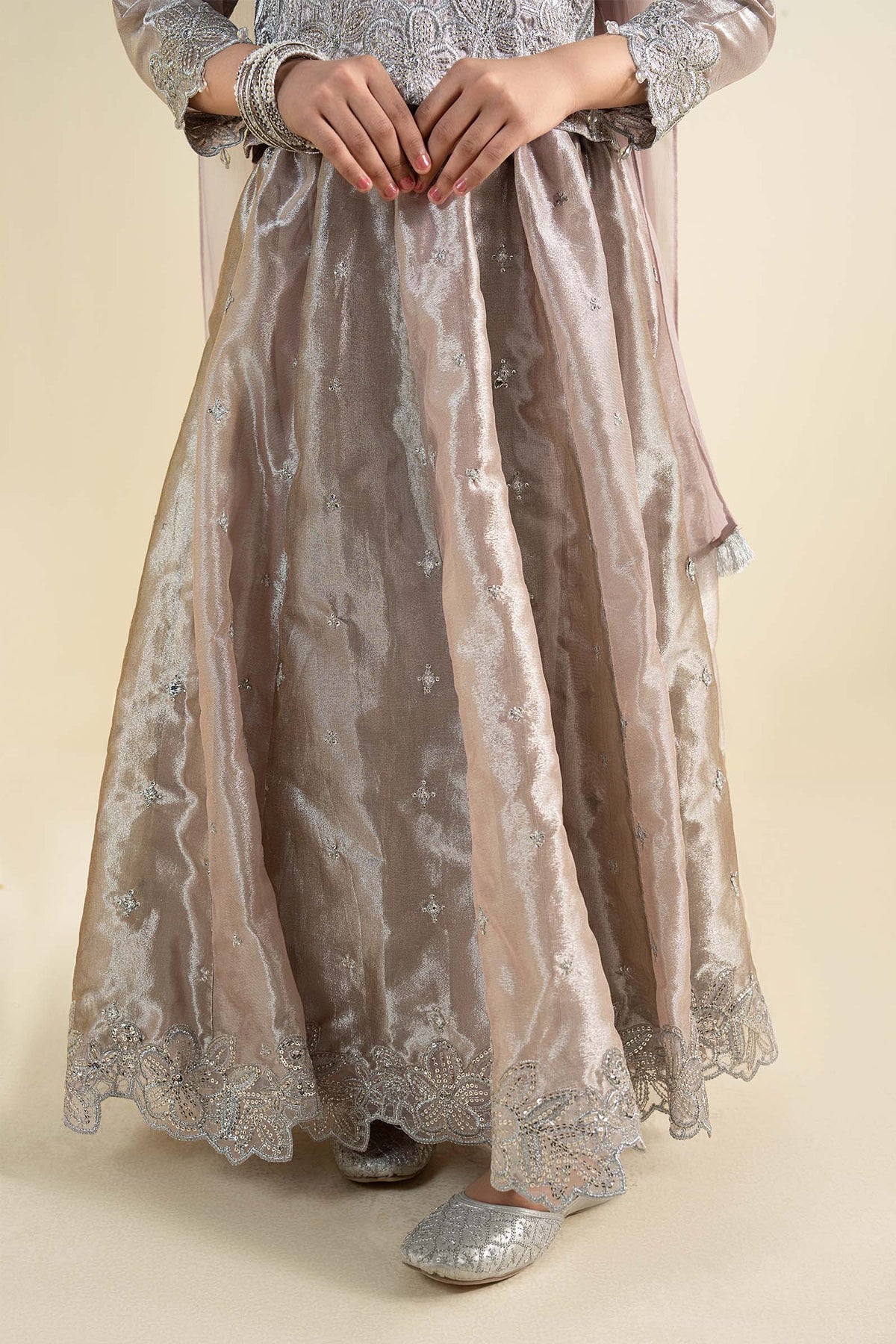 3 Piece Embroidered Tissue Suit