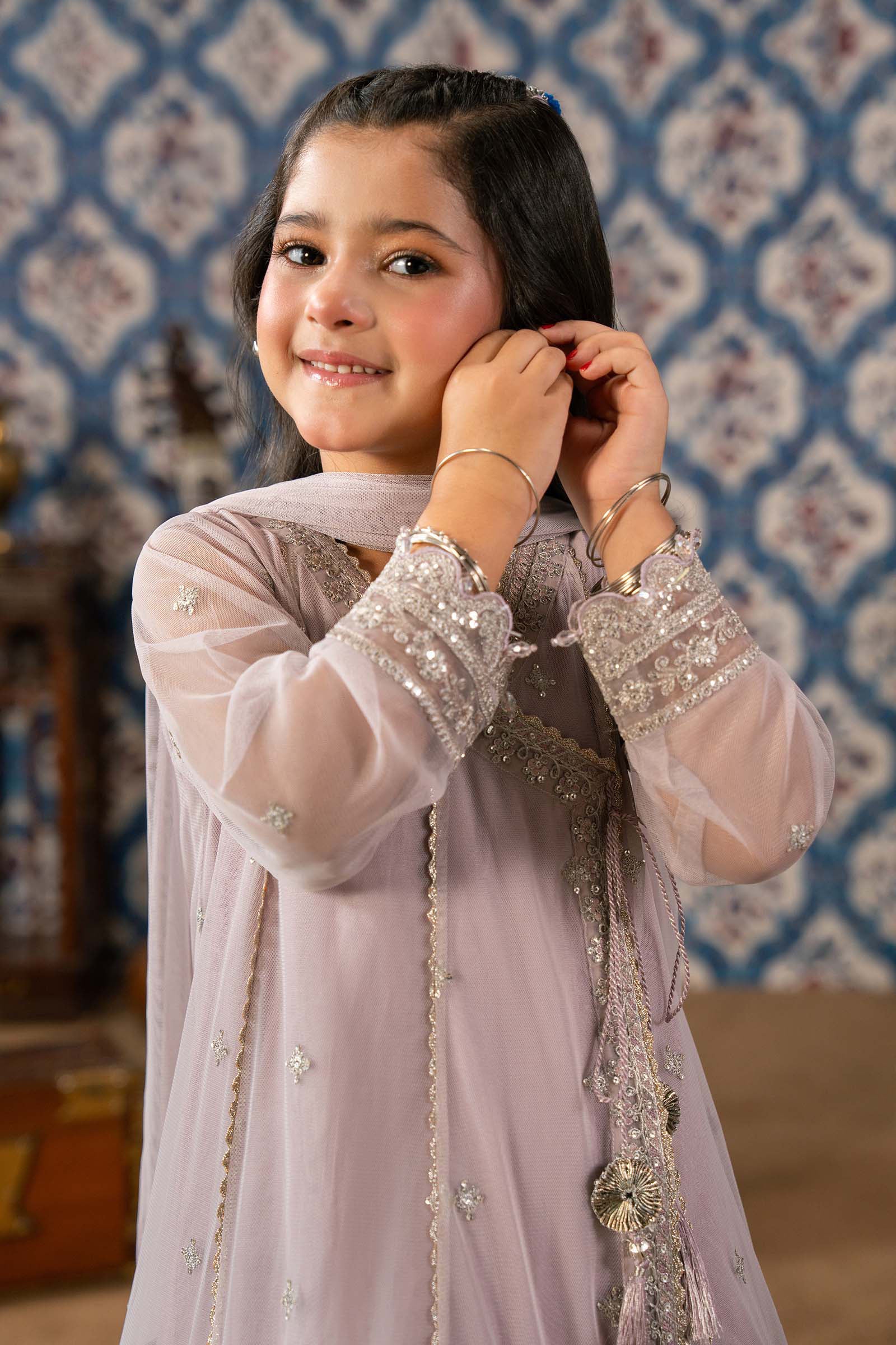 3 Piece Embroidered Net Suit
