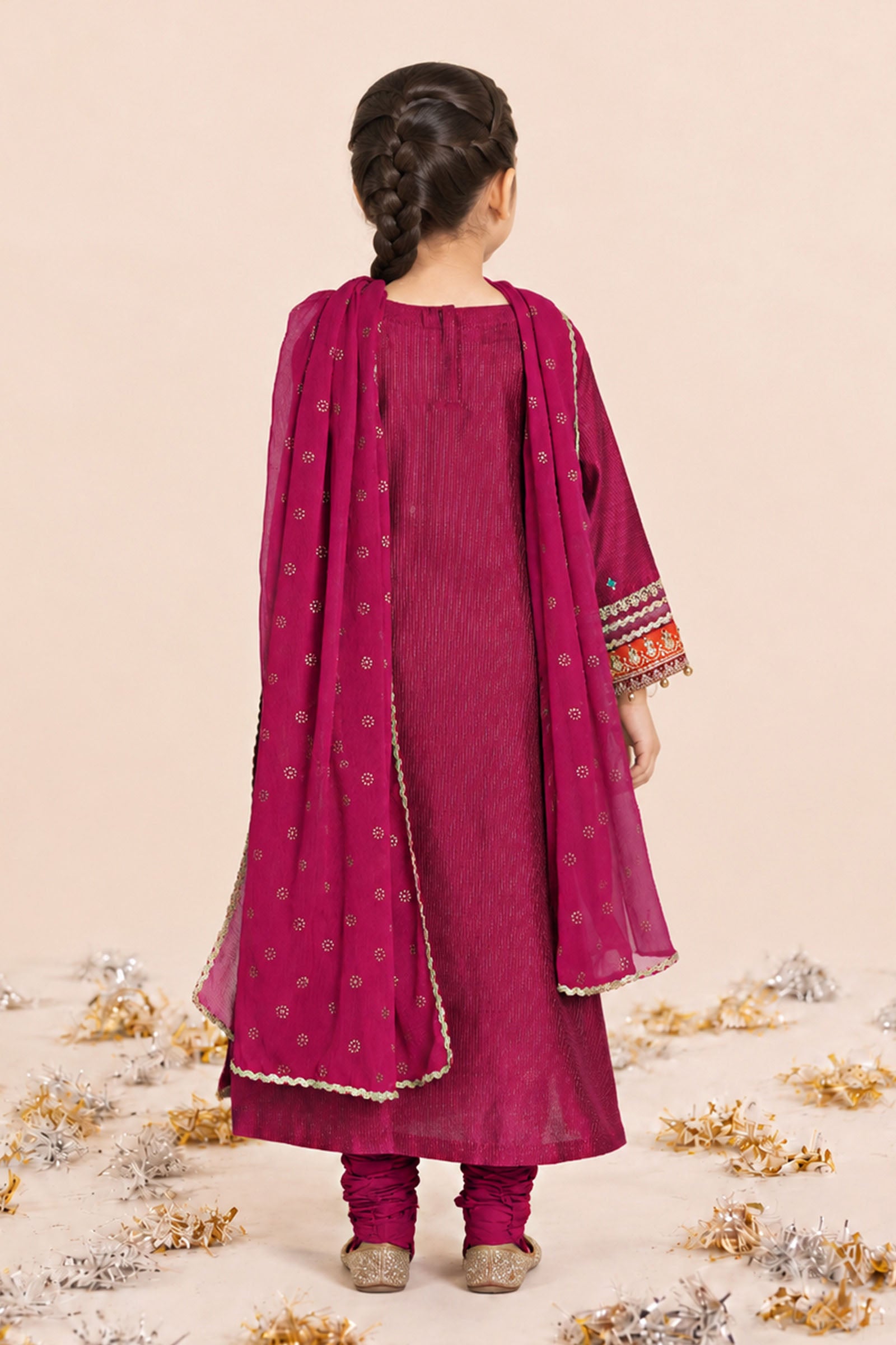 3 Piece Embroidered Yarn Dyed Stripe Suit