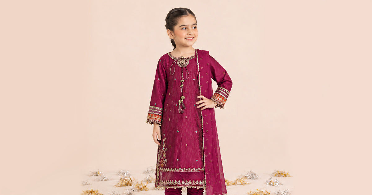 3 Piece Embroidered Yarn Dyed Stripe Suit