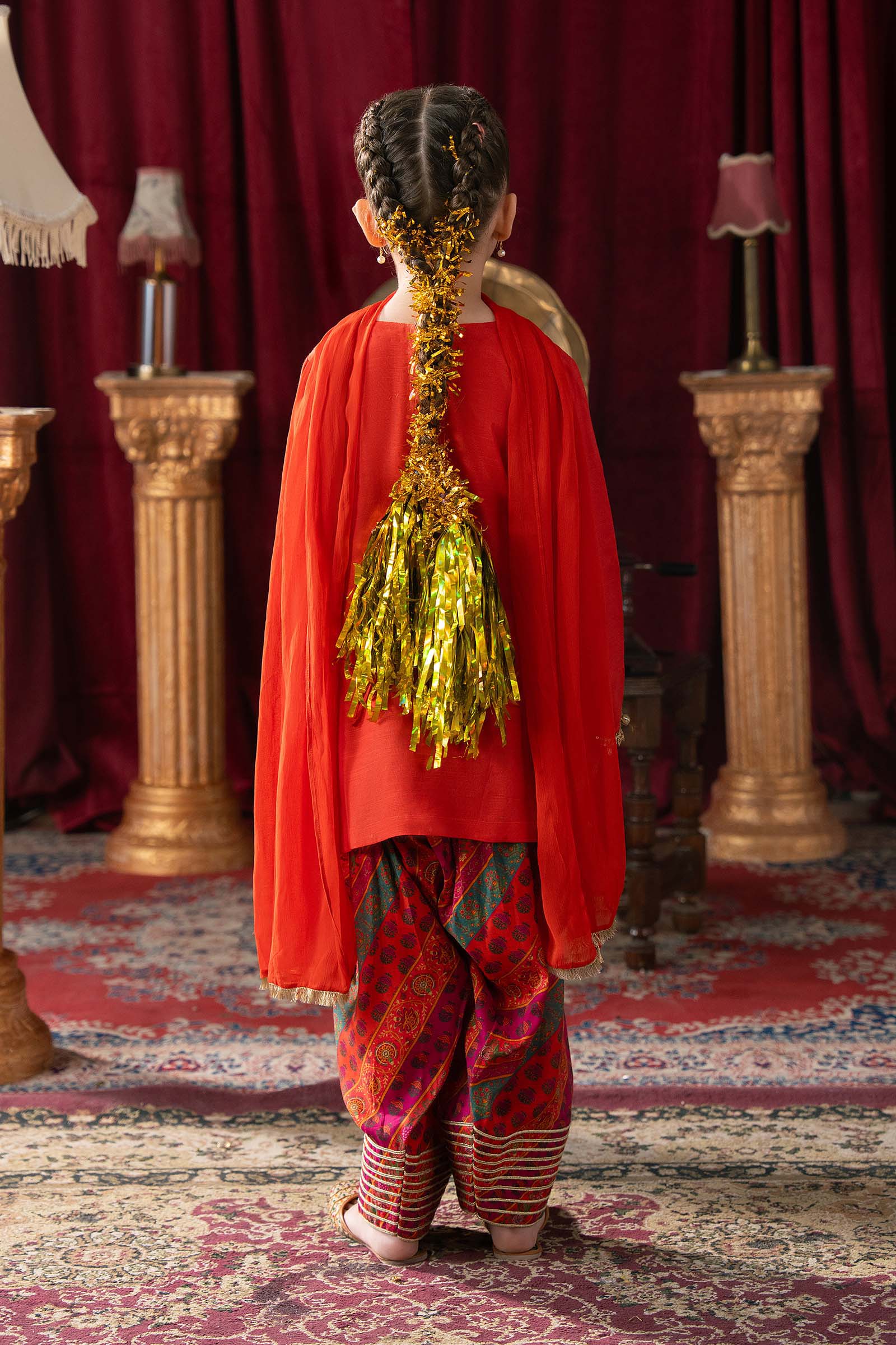 3 Piece Embroidered Raw Silk Suit