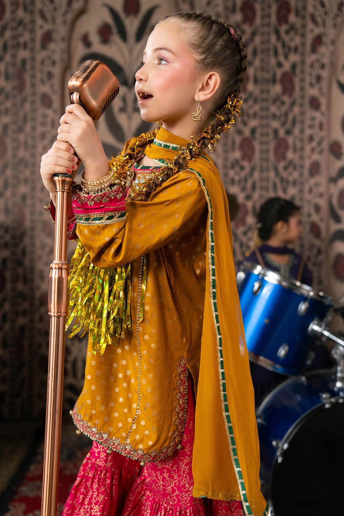 3 Piece Embroidered Raw Silk Suit