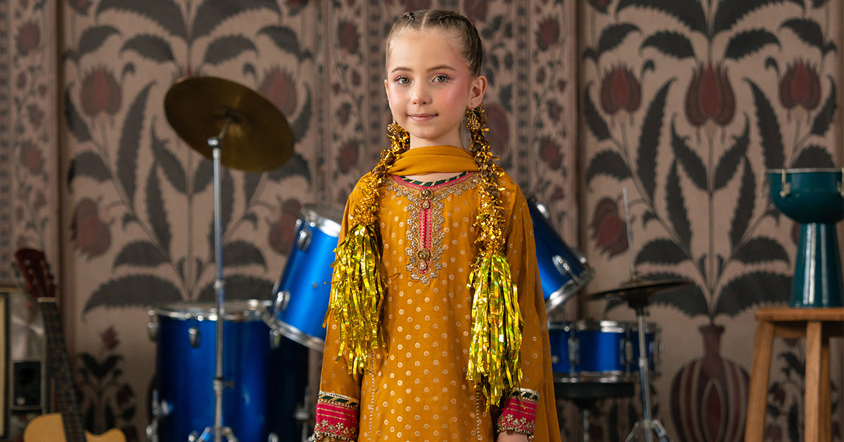 3 Piece Embroidered Raw Silk Suit