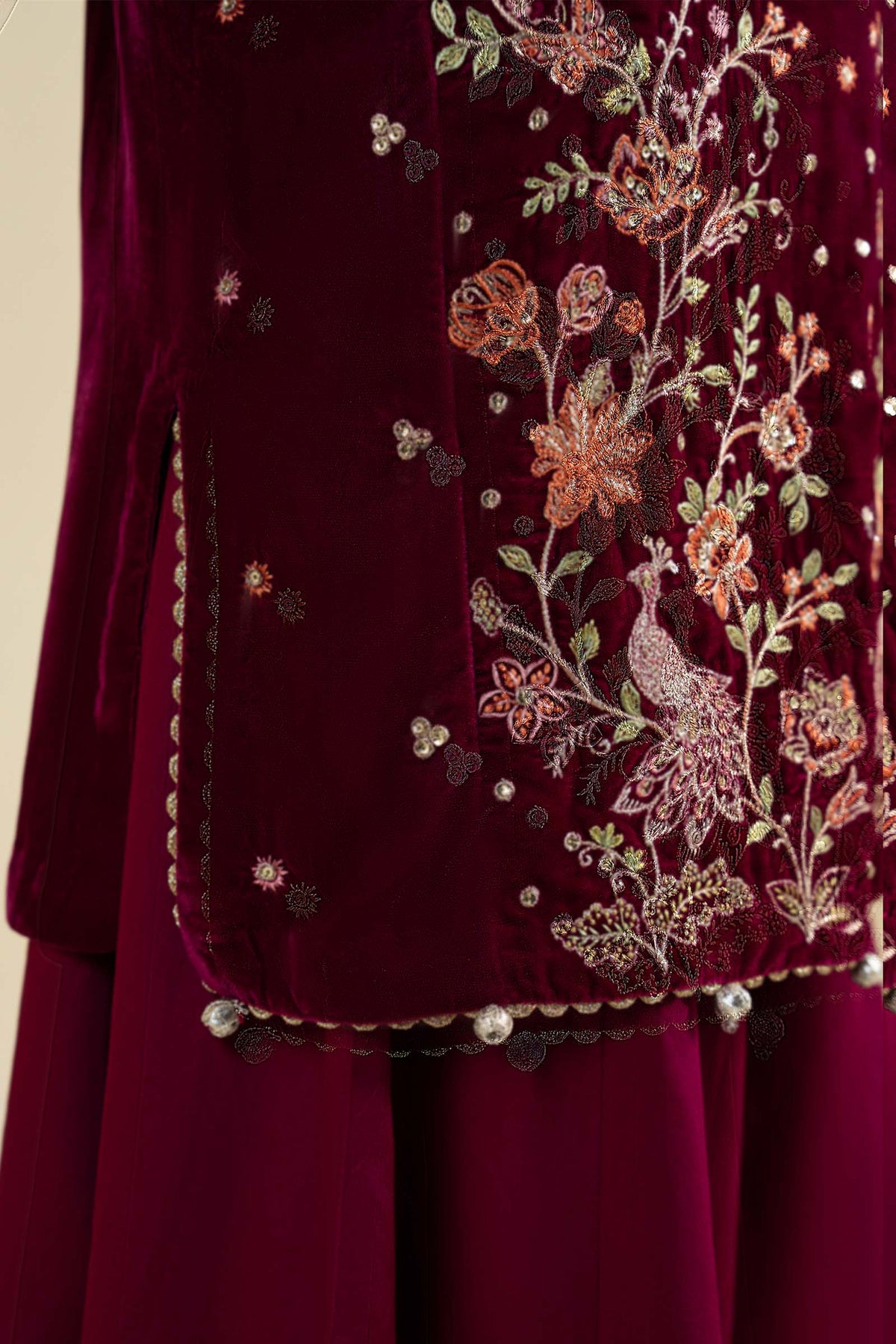 2 Piece Embroidered Velvet Suit