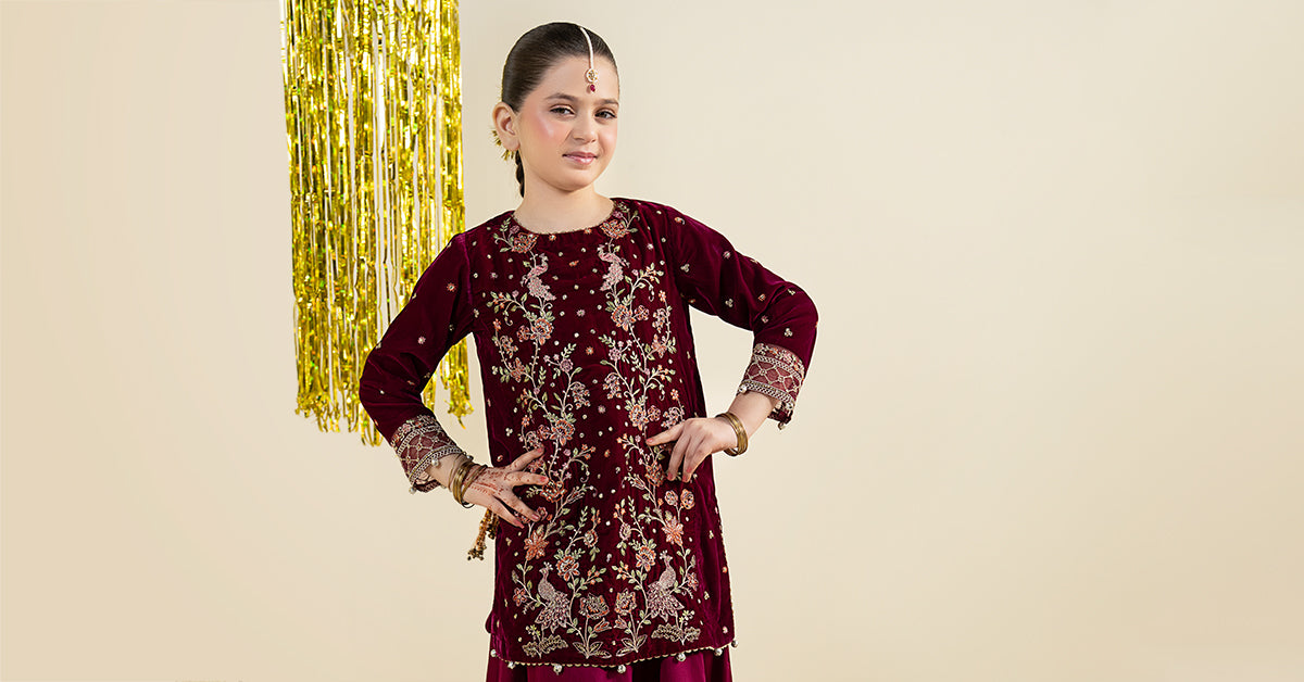2 Piece Embroidered Velvet Suit