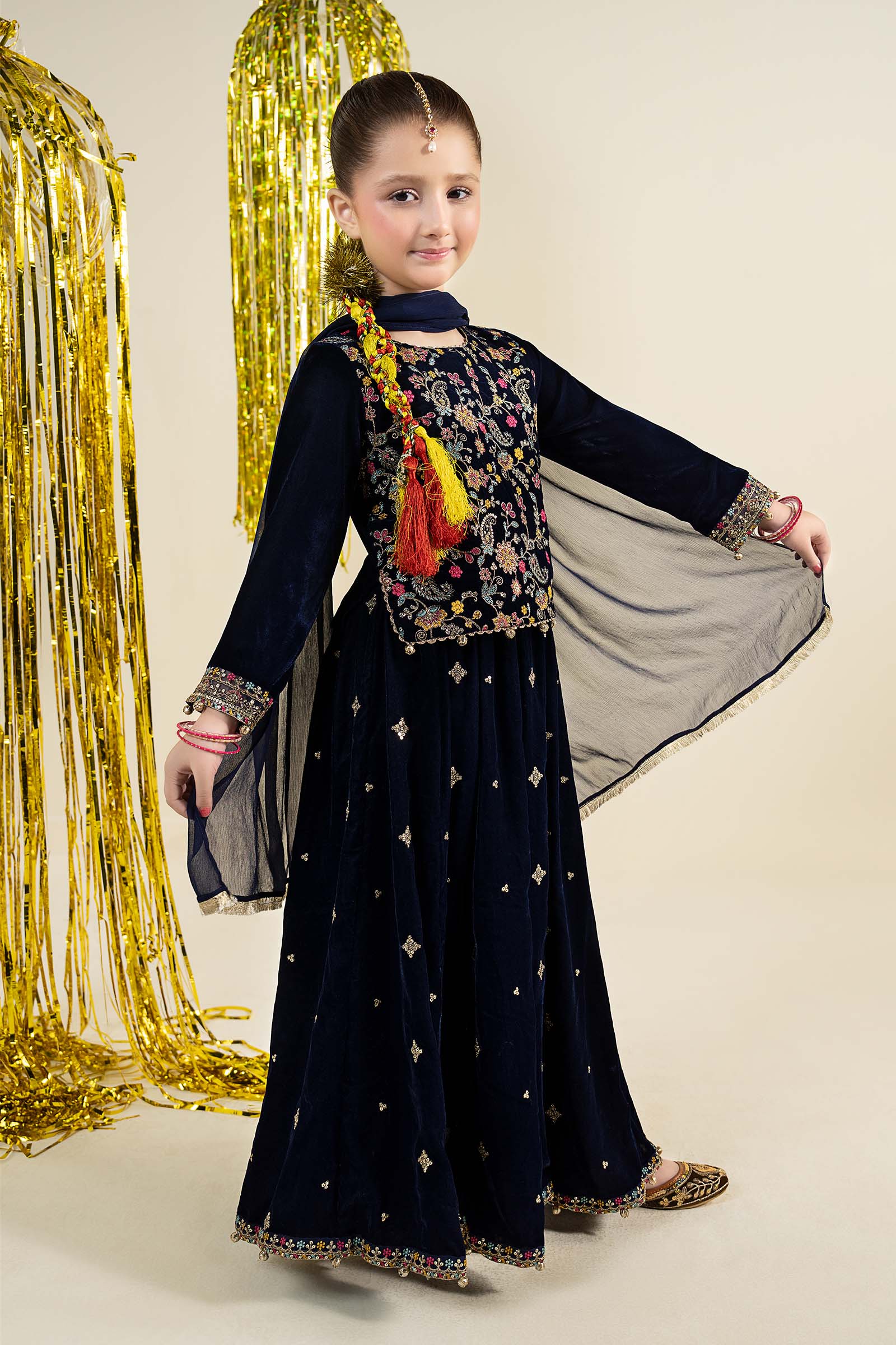 3 Piece Embroidered Velvet Suit