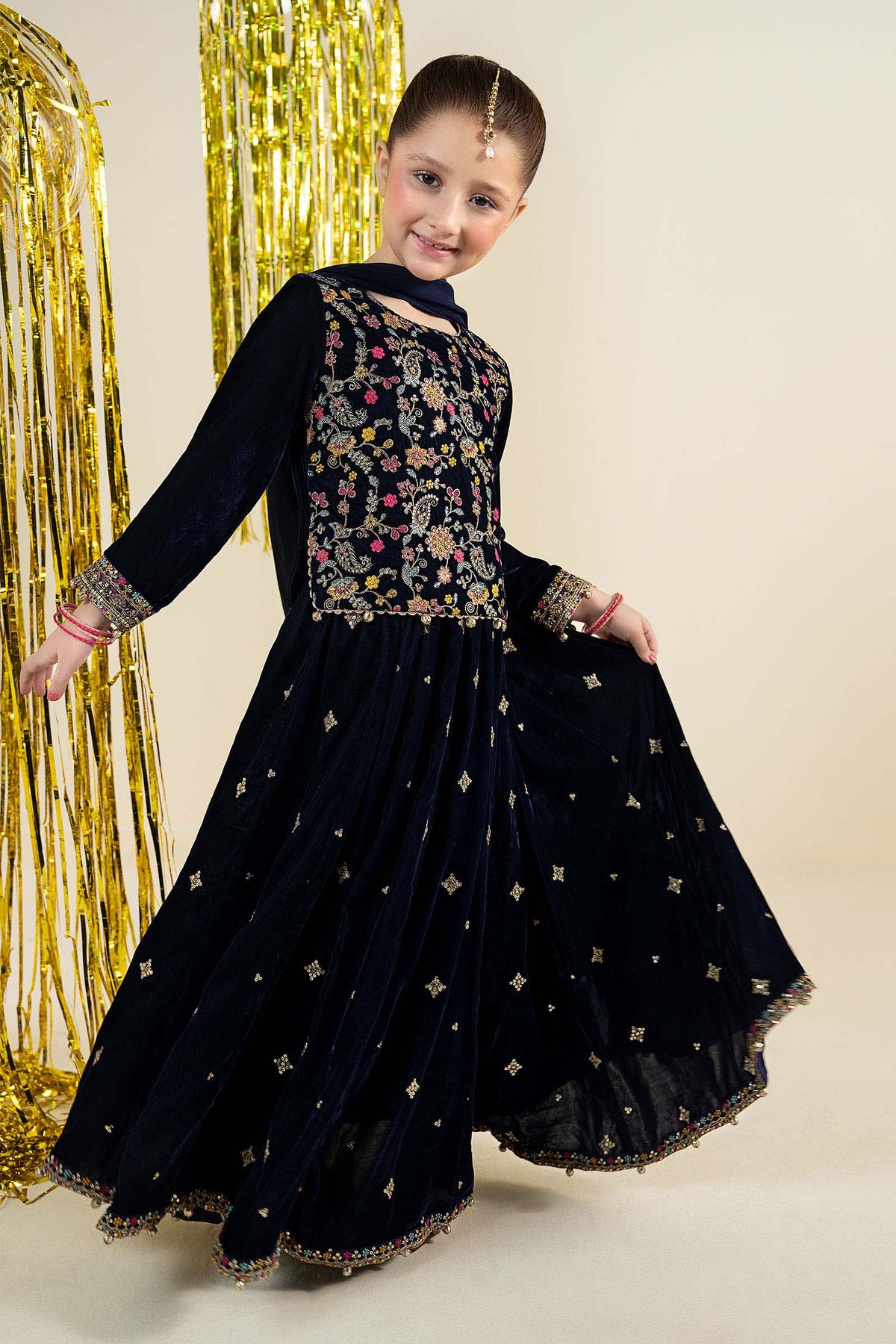 3 Piece Embroidered Velvet Suit