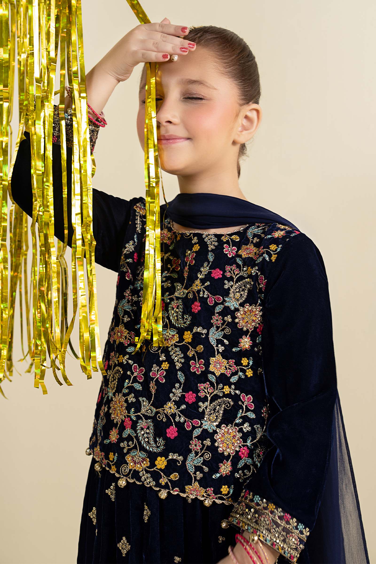 3 Piece Embroidered Velvet Suit