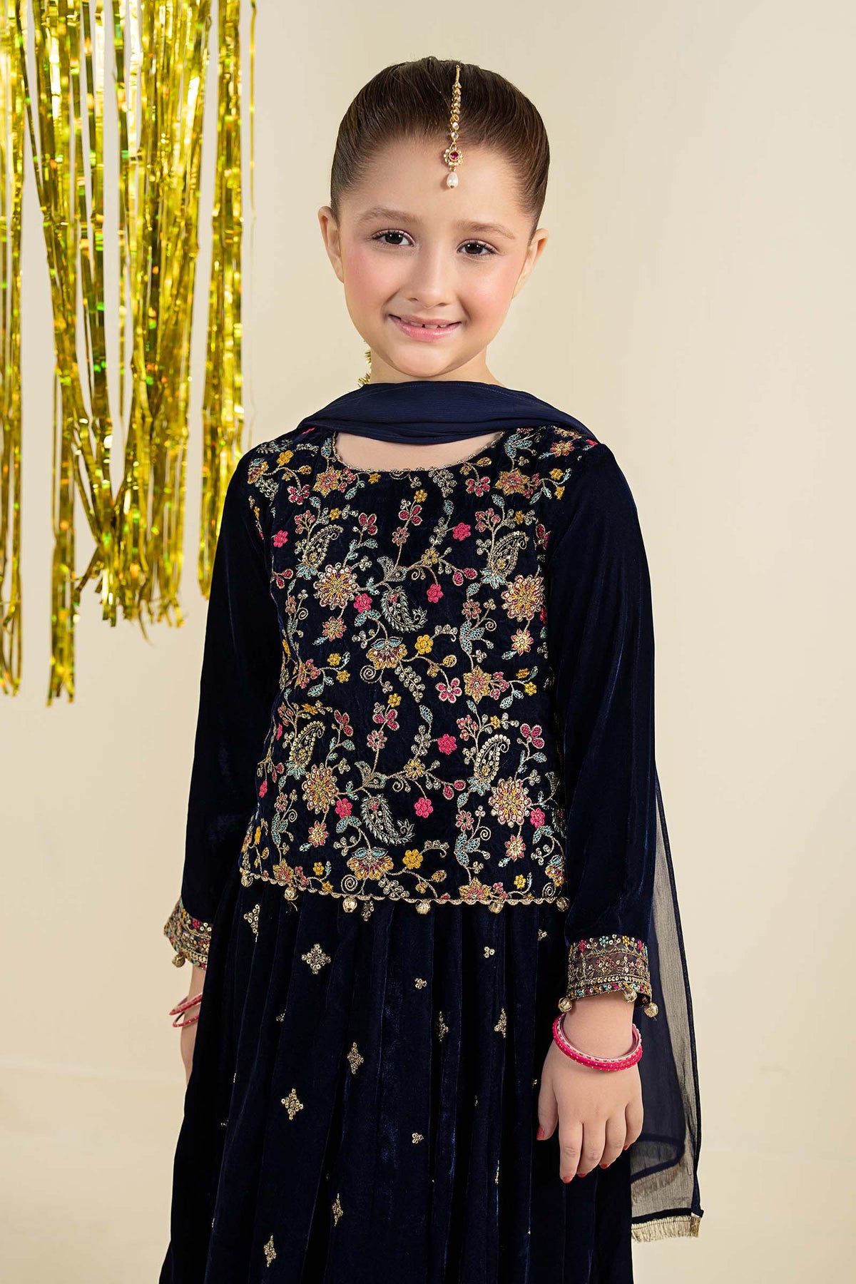 3 Piece Embroidered Velvet Suit