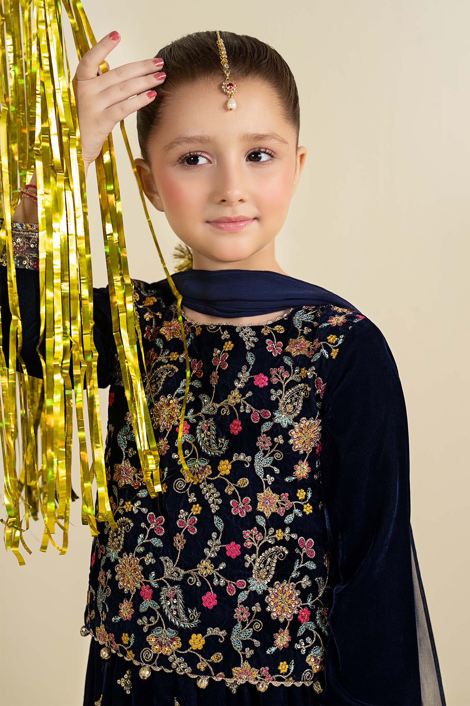 3 Piece Embroidered Velvet Suit