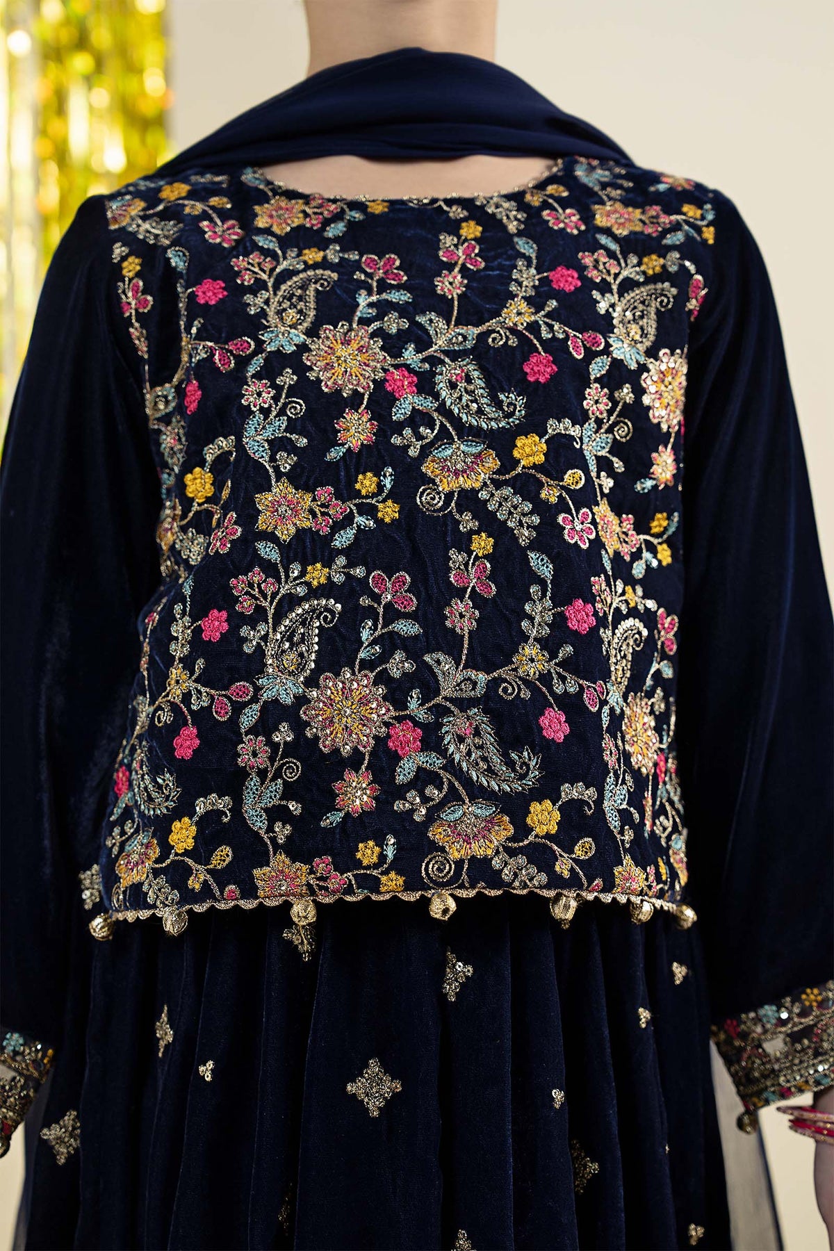 3 Piece Embroidered Velvet Suit