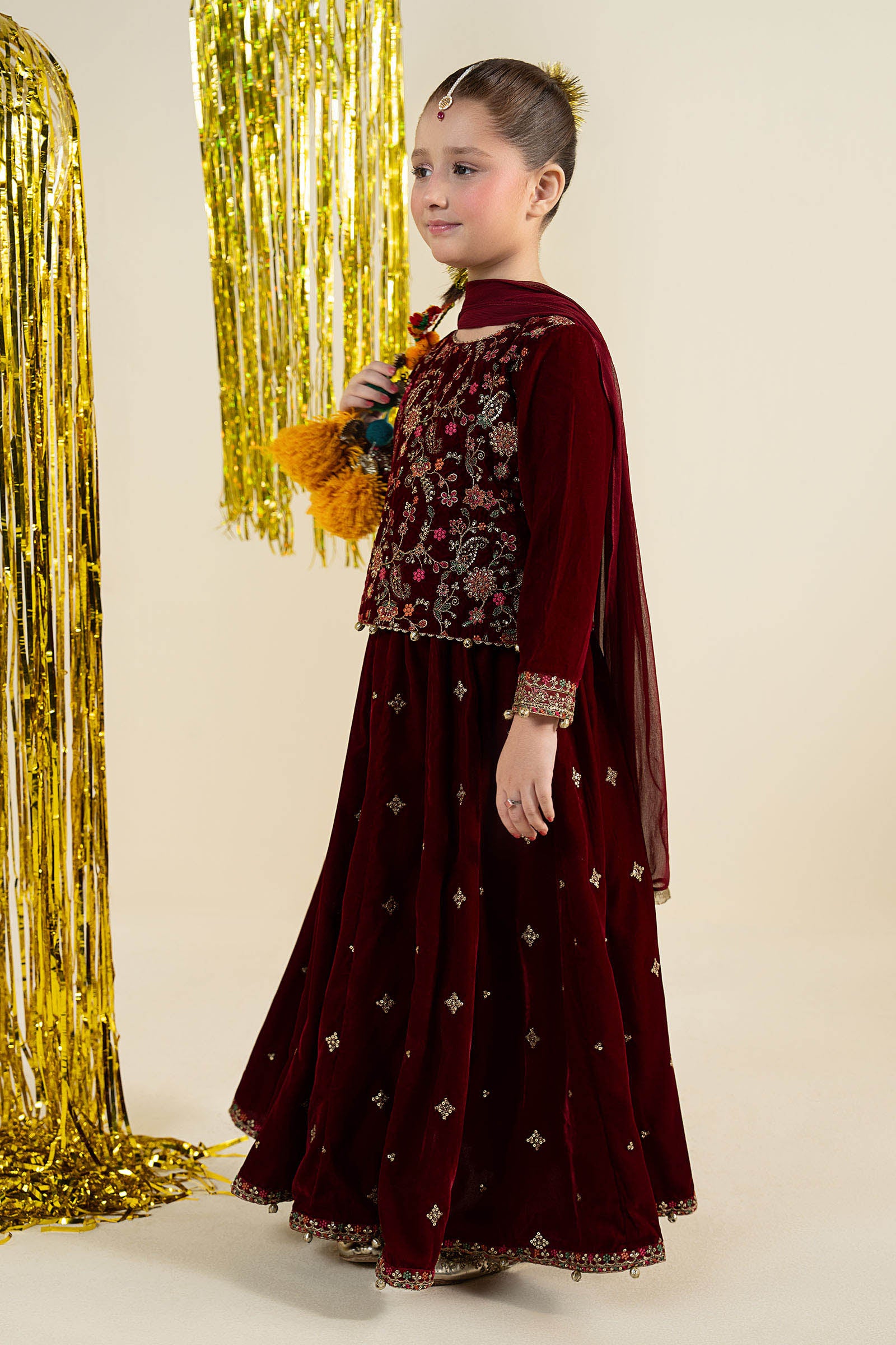 3 Piece Embroidered Velvet Suit