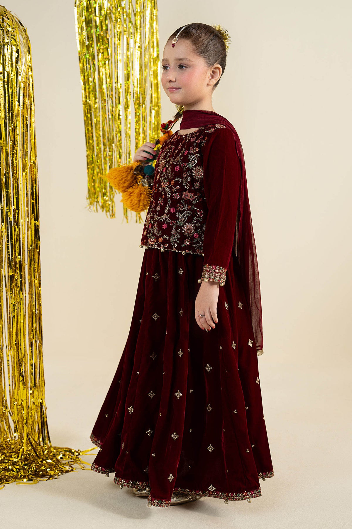 3 Piece Embroidered Velvet Suit