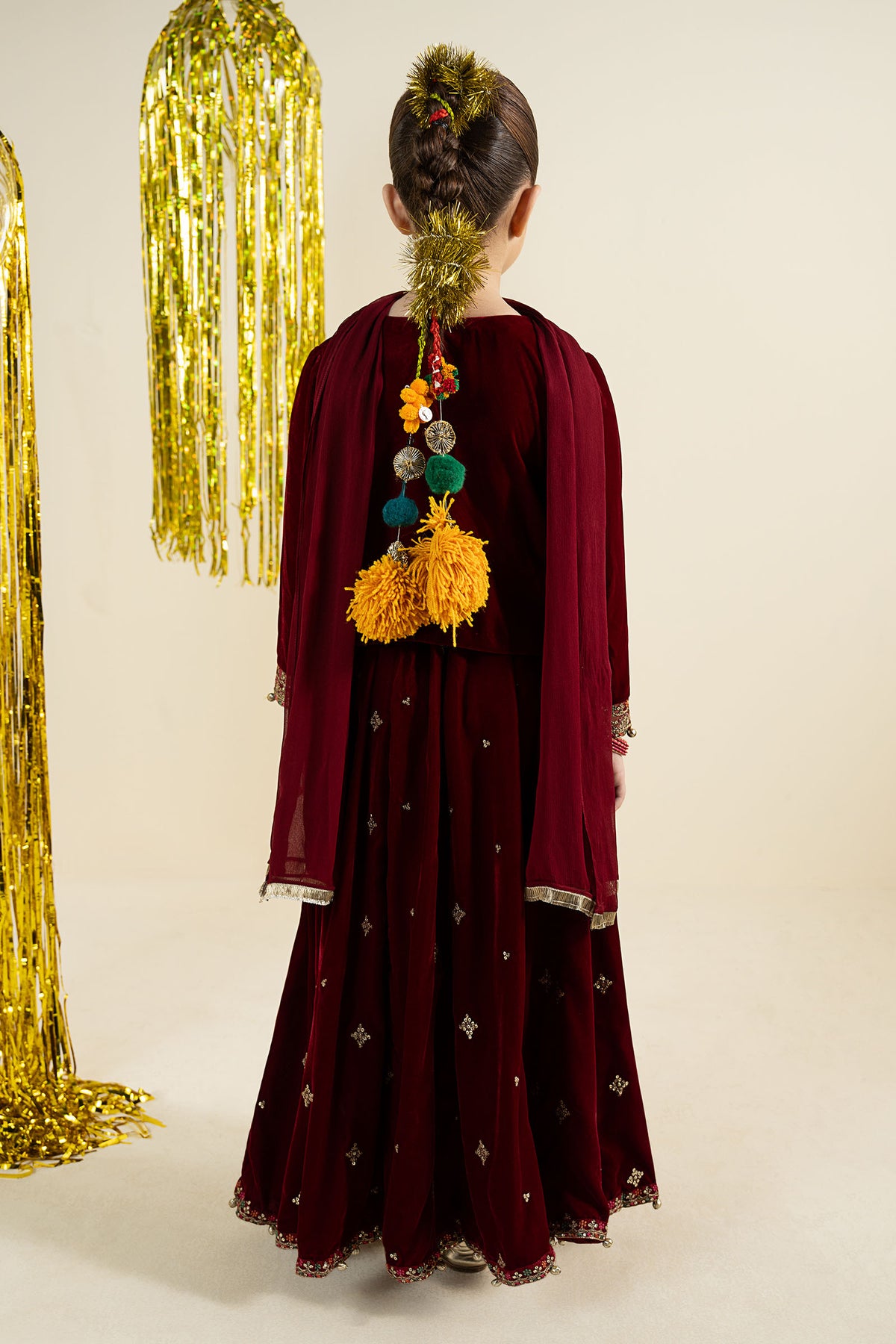 3 Piece Embroidered Velvet Suit