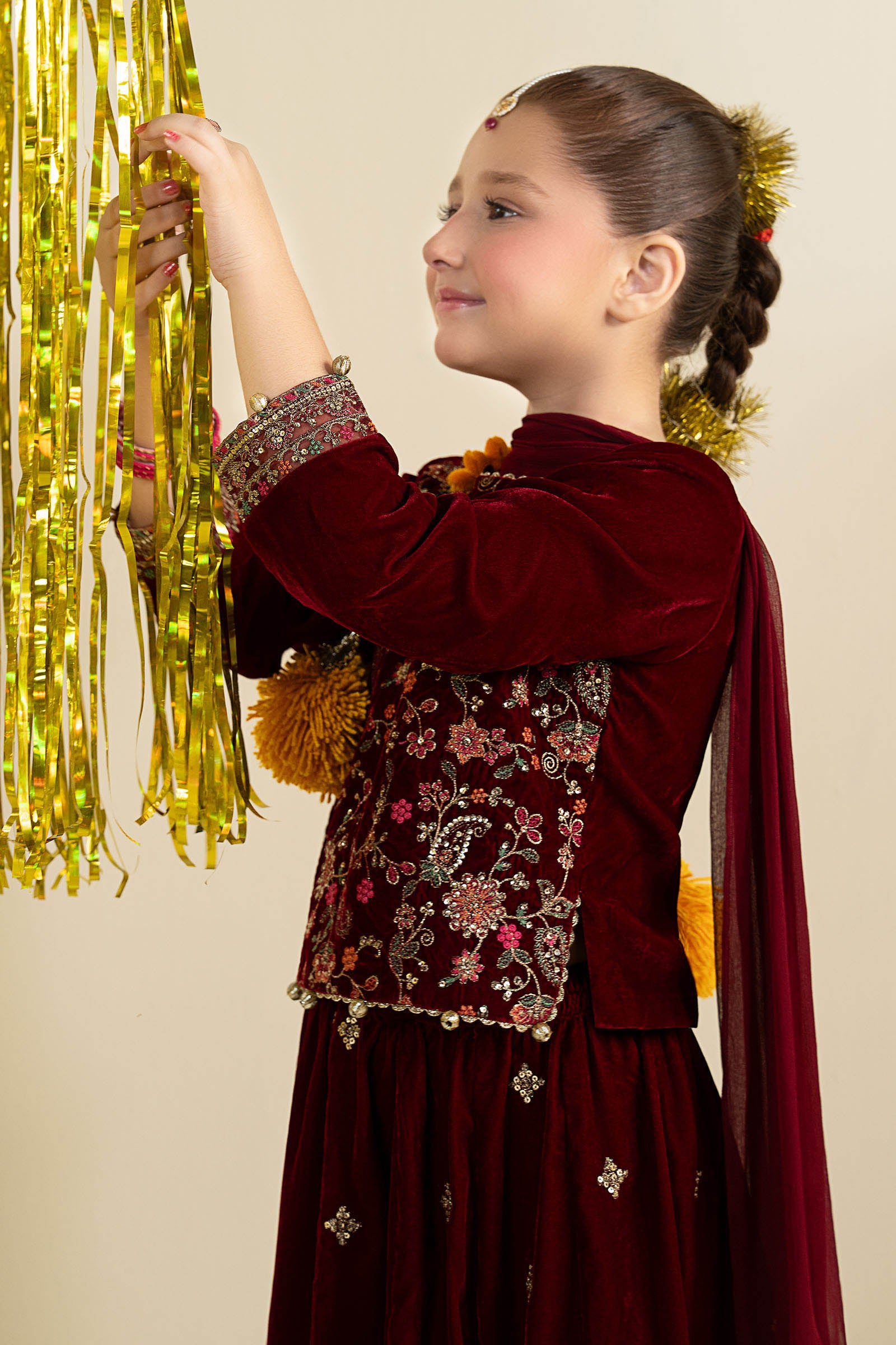 3 Piece Embroidered Velvet Suit