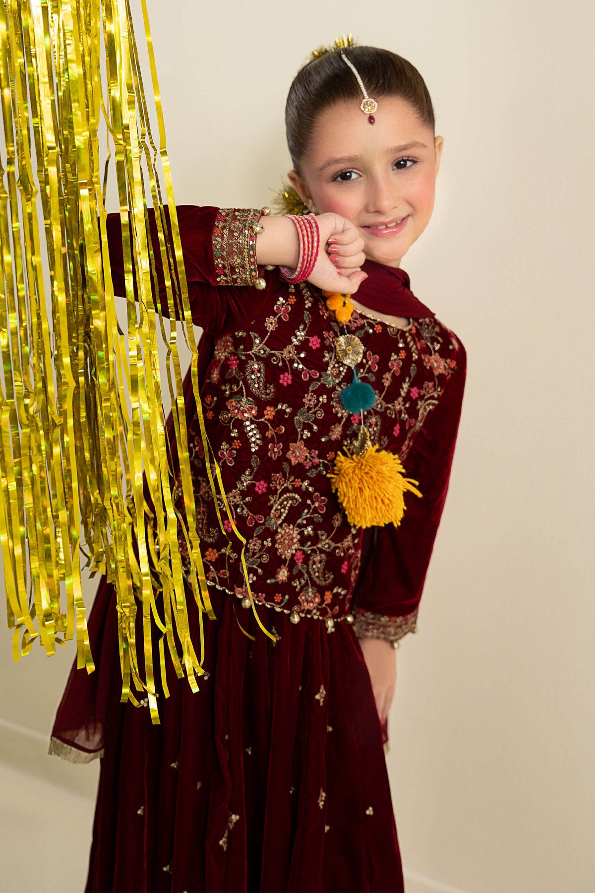 3 Piece Embroidered Velvet Suit