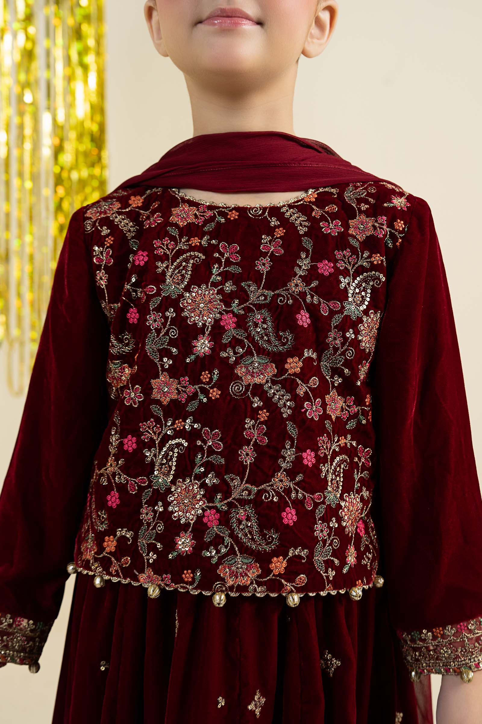 3 Piece Embroidered Velvet Suit