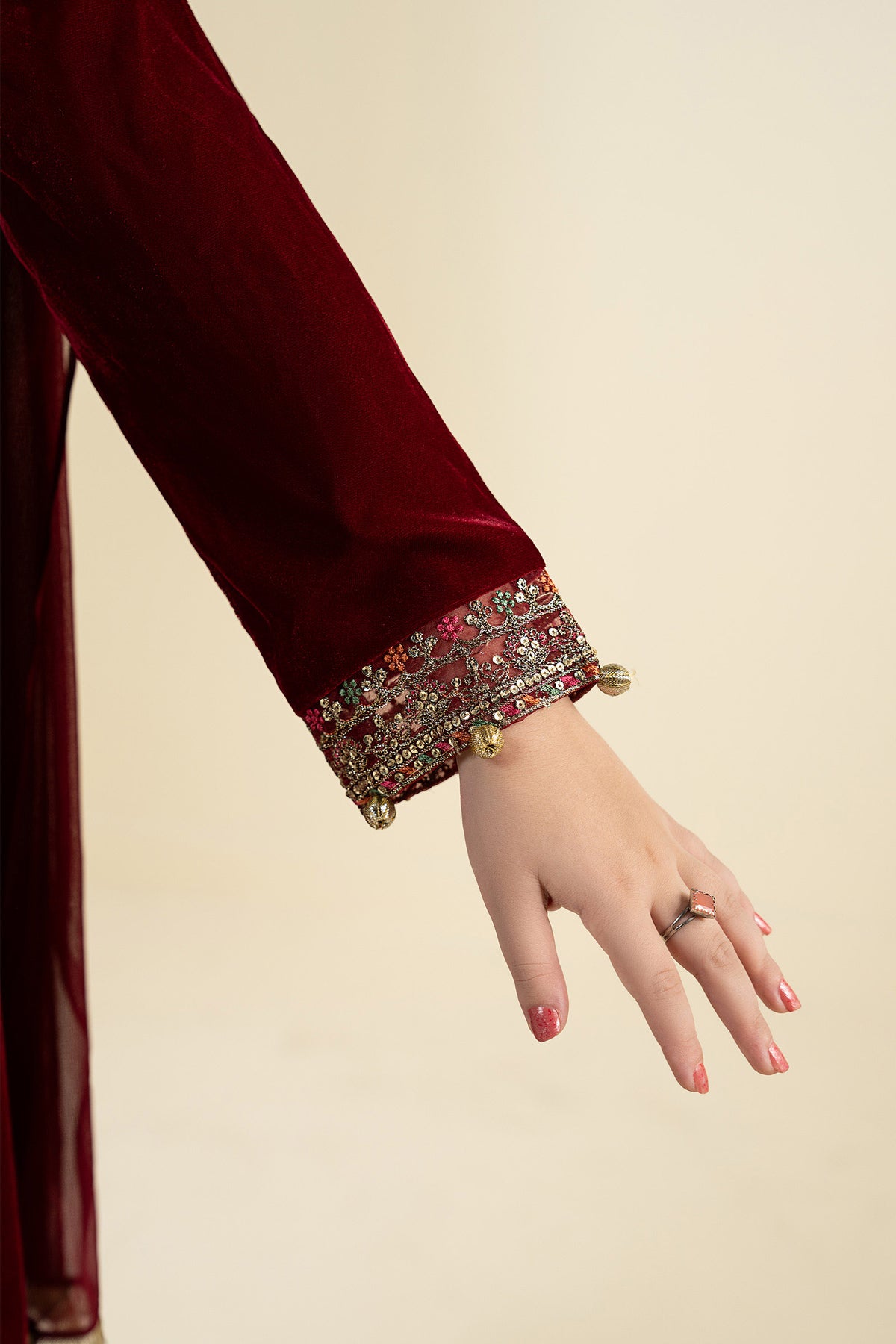 3 Piece Embroidered Velvet Suit