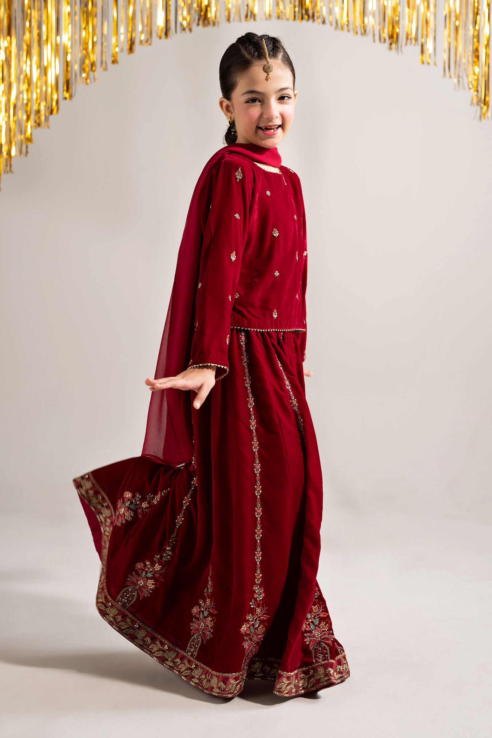 3 Piece Embroidered Velvet Suit