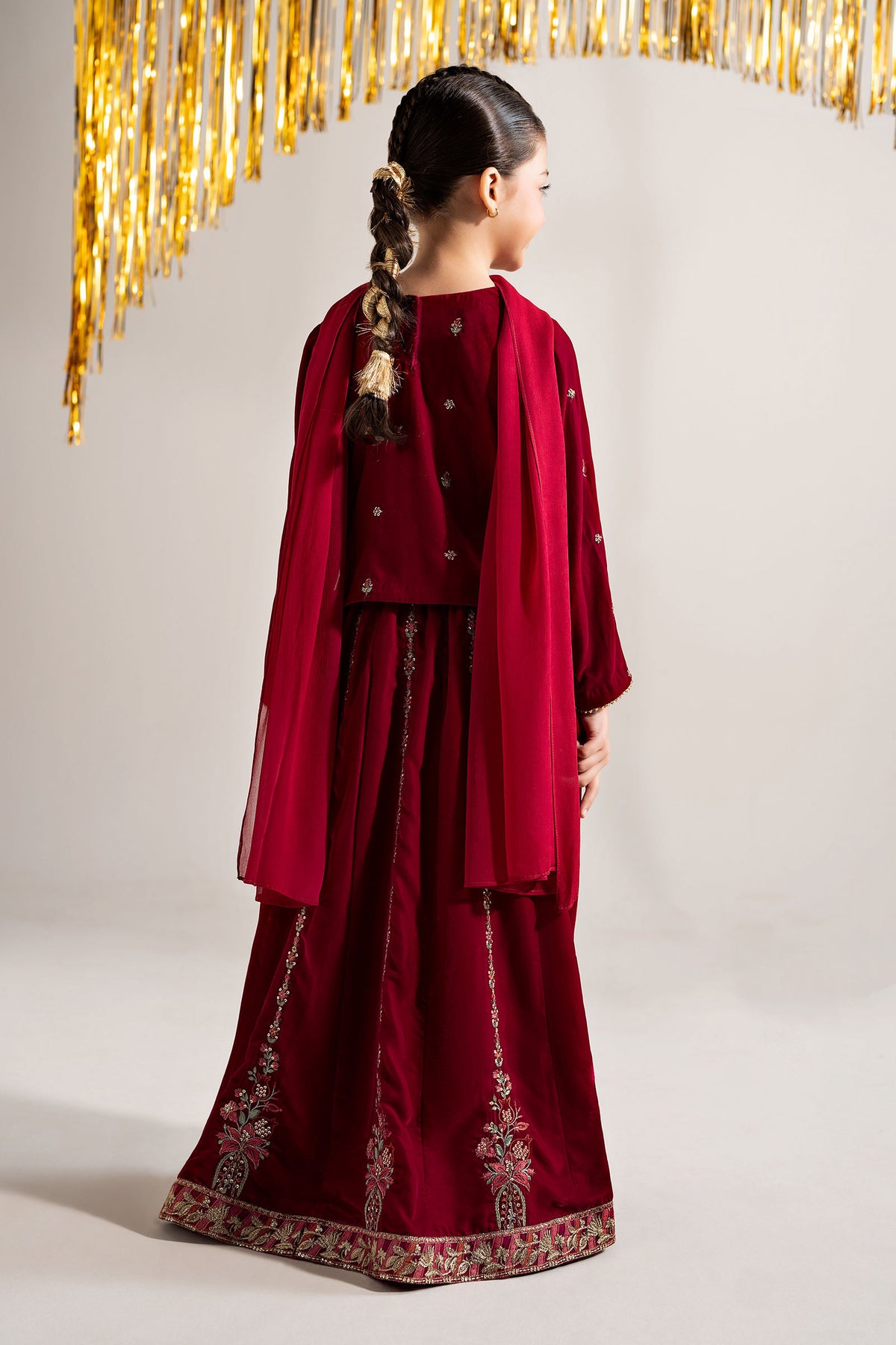 3 Piece Embroidered Velvet Suit