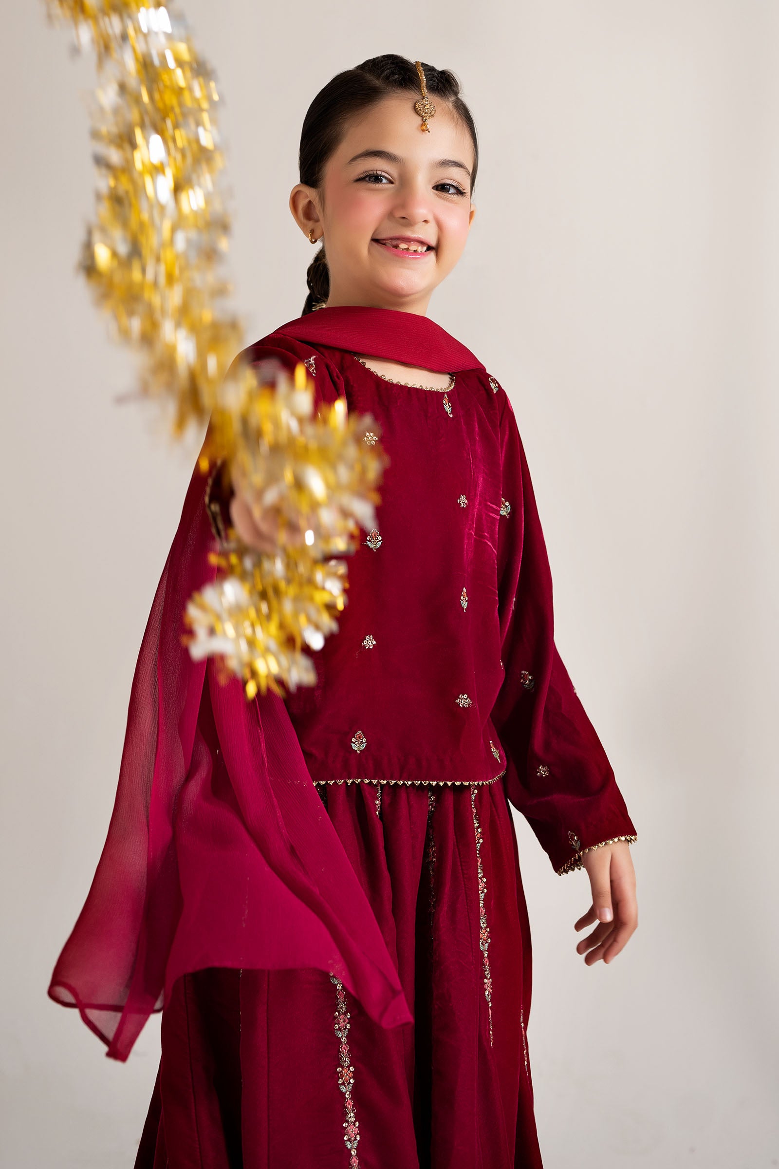 3 Piece Embroidered Velvet Suit