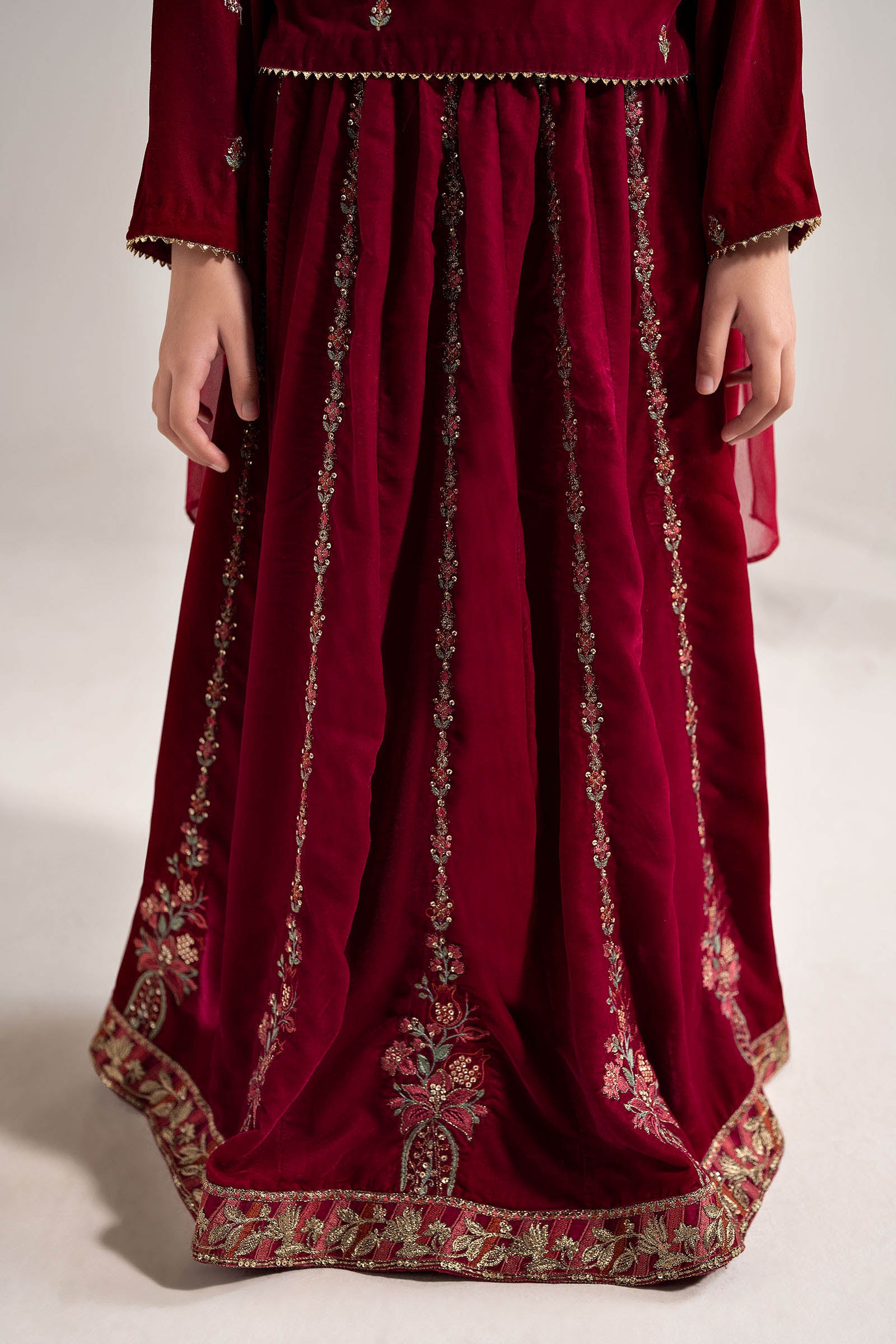 3 Piece Embroidered Velvet Suit