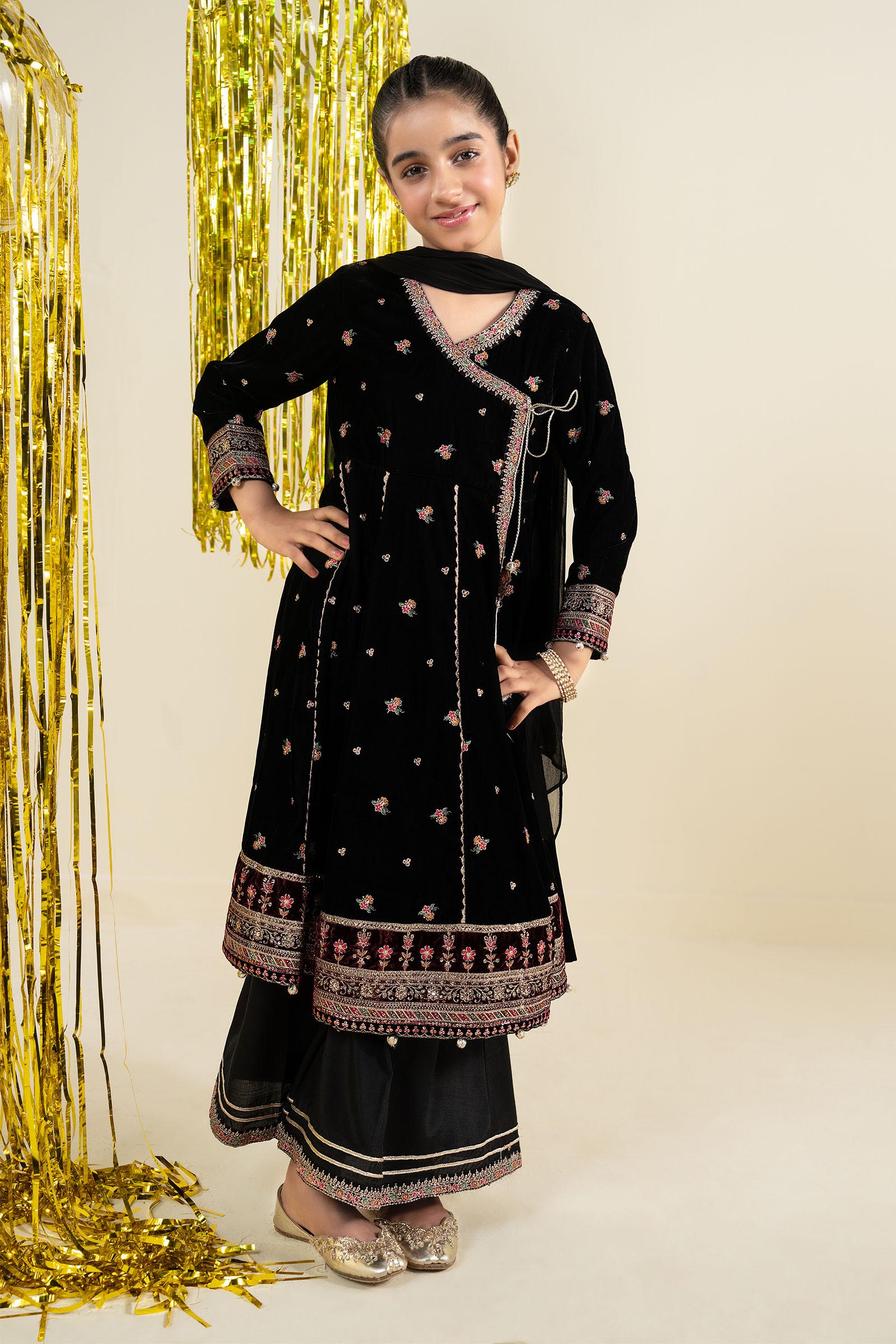 3 Piece Embroidered Velvet Suit