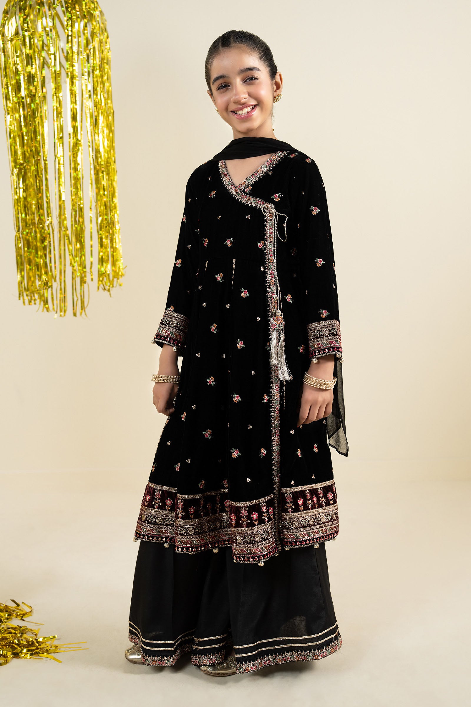 3 Piece Embroidered Velvet Suit