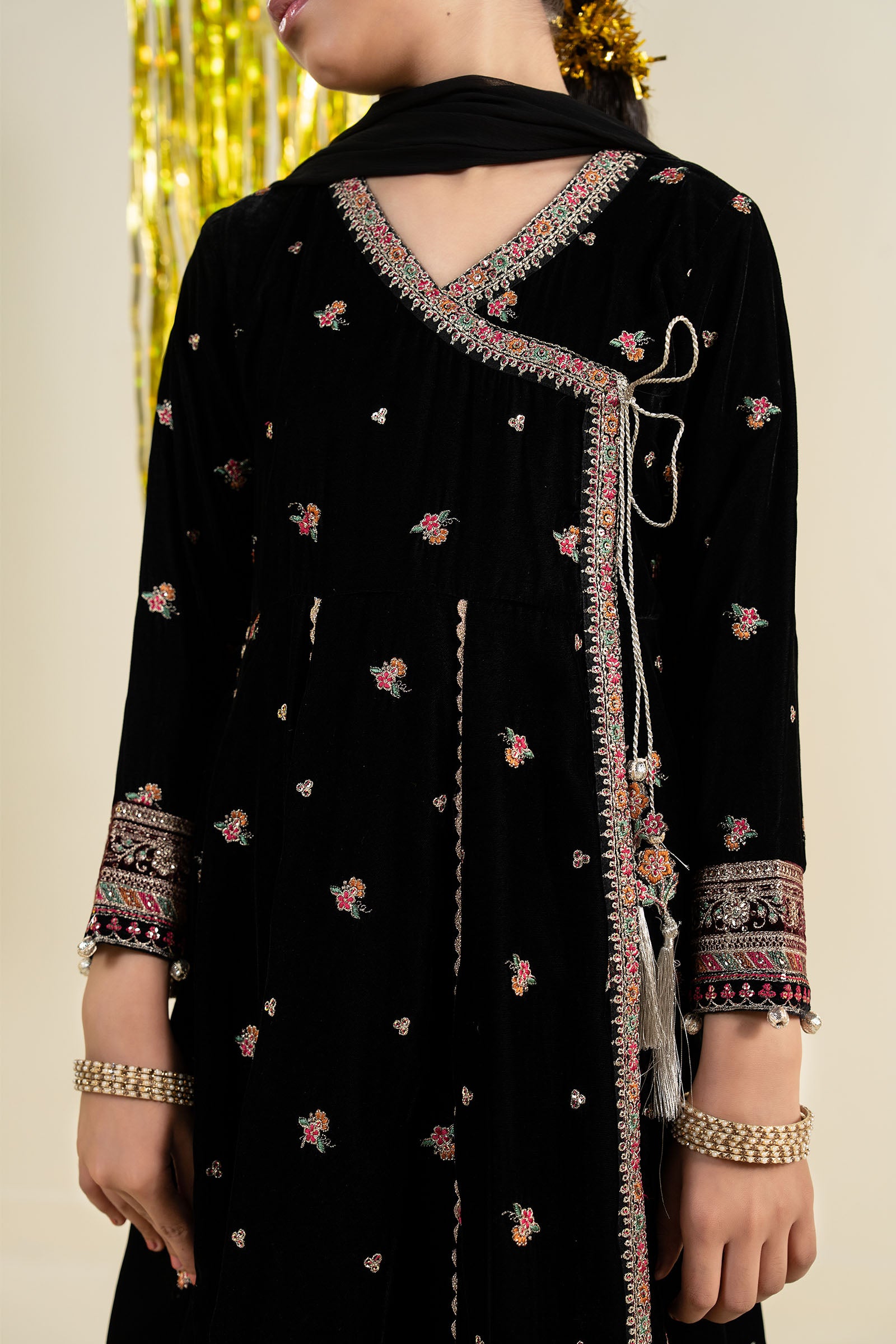 3 Piece Embroidered Velvet Suit