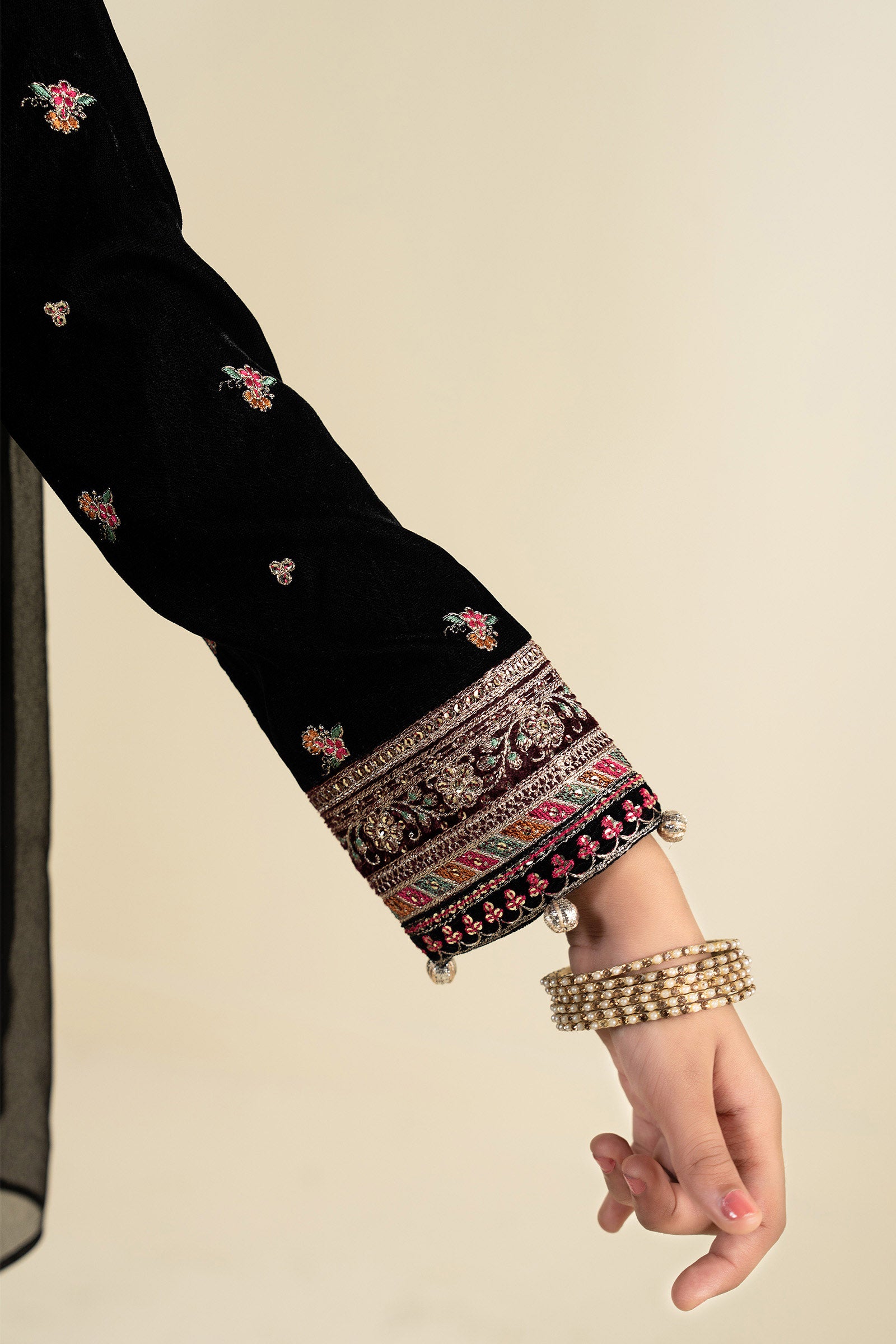 3 Piece Embroidered Velvet Suit